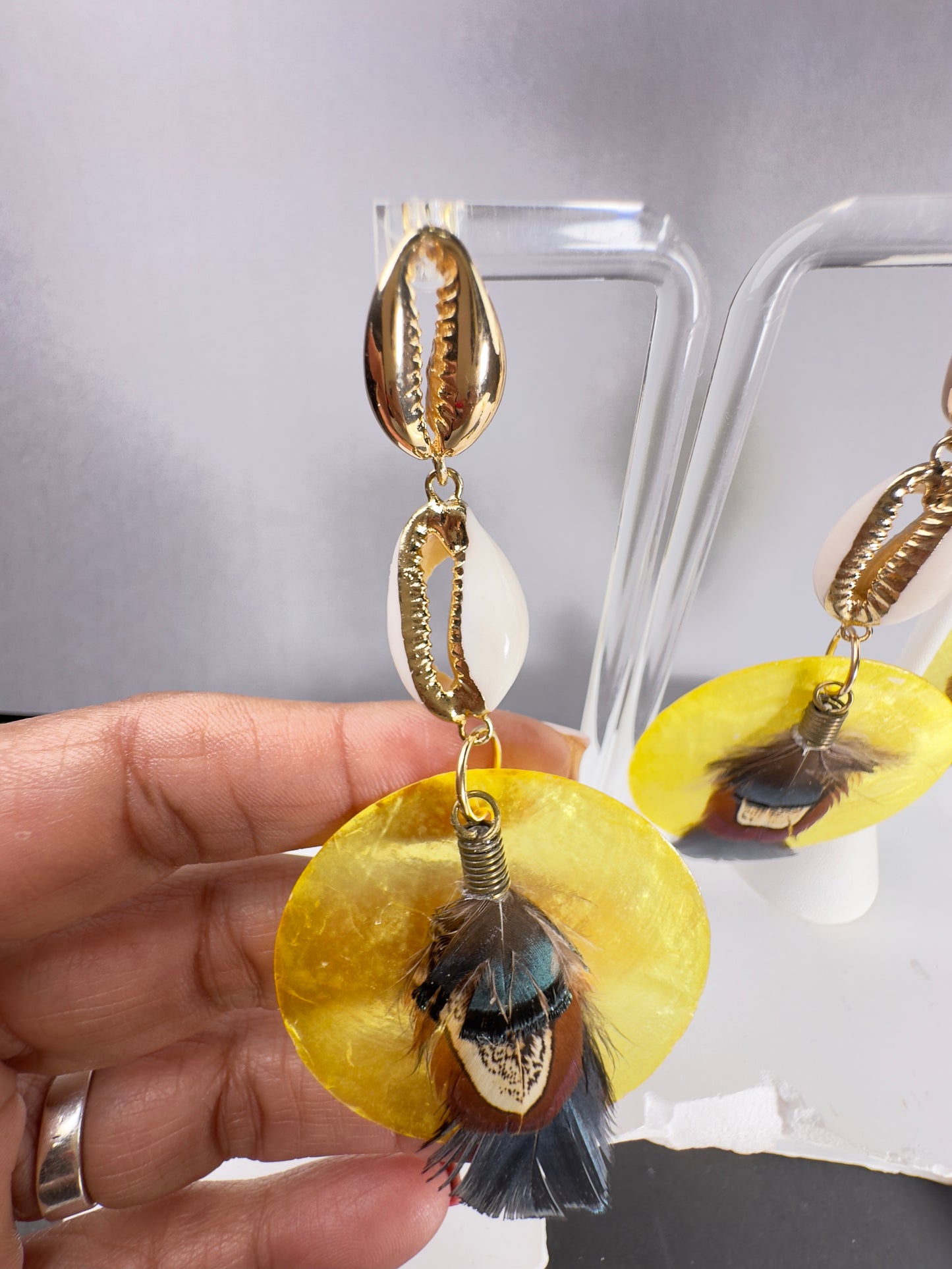 Yellow Sunshine & Shell Feathers