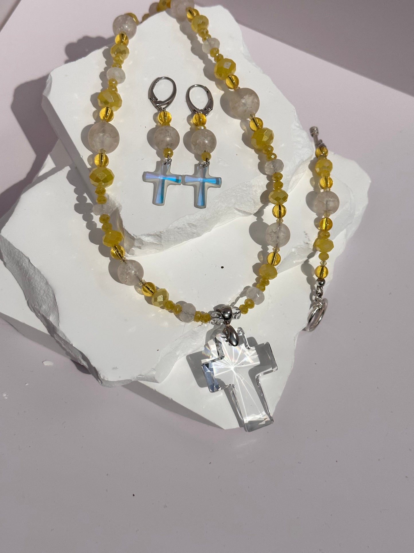 Swarovski Crystal Cross Necklace Set