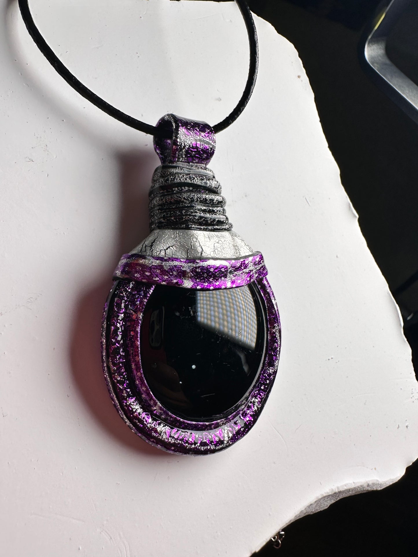 Purple Patchwork Turtle Necklace