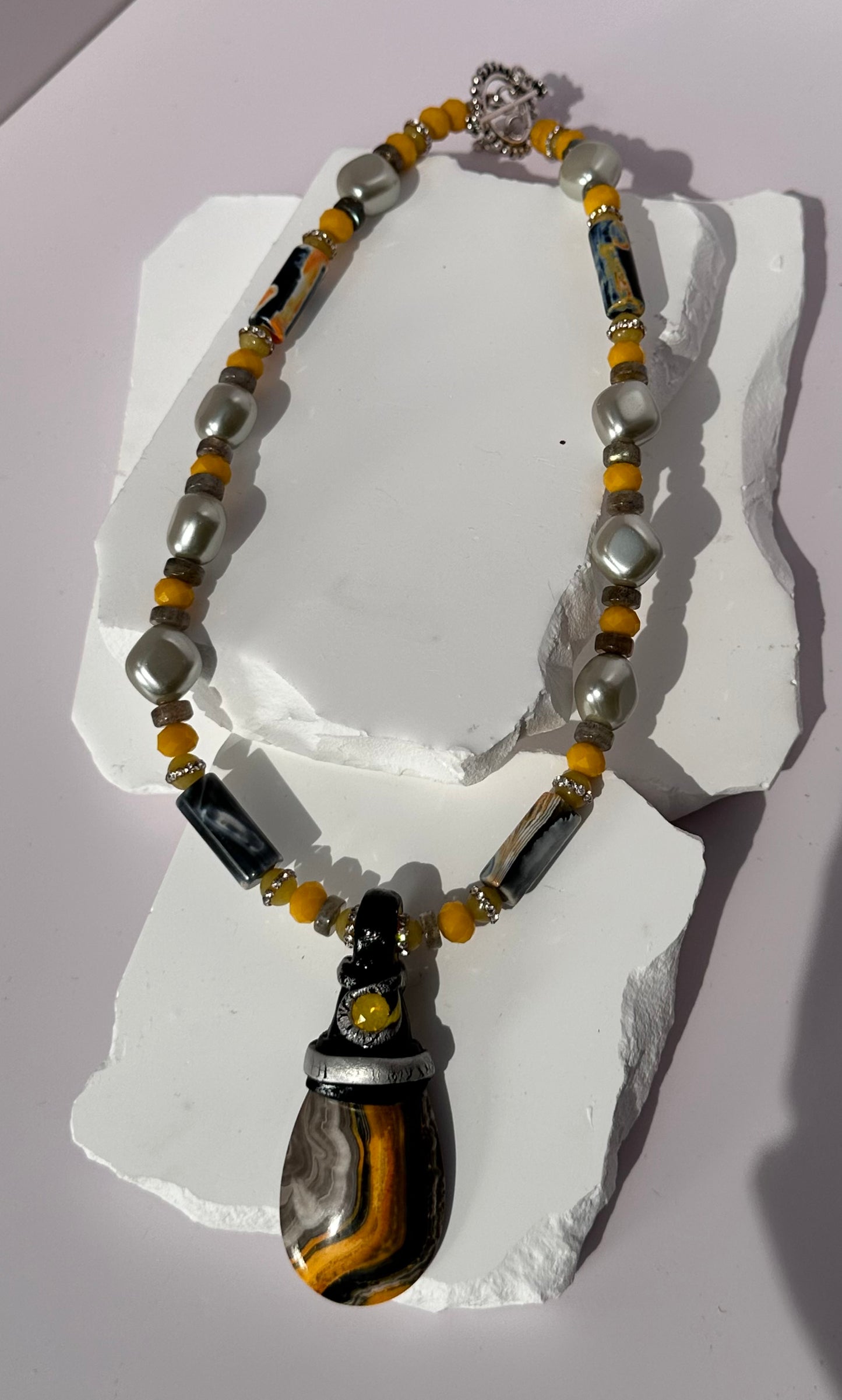 Yellow/Gray Jasper top wrap necklace