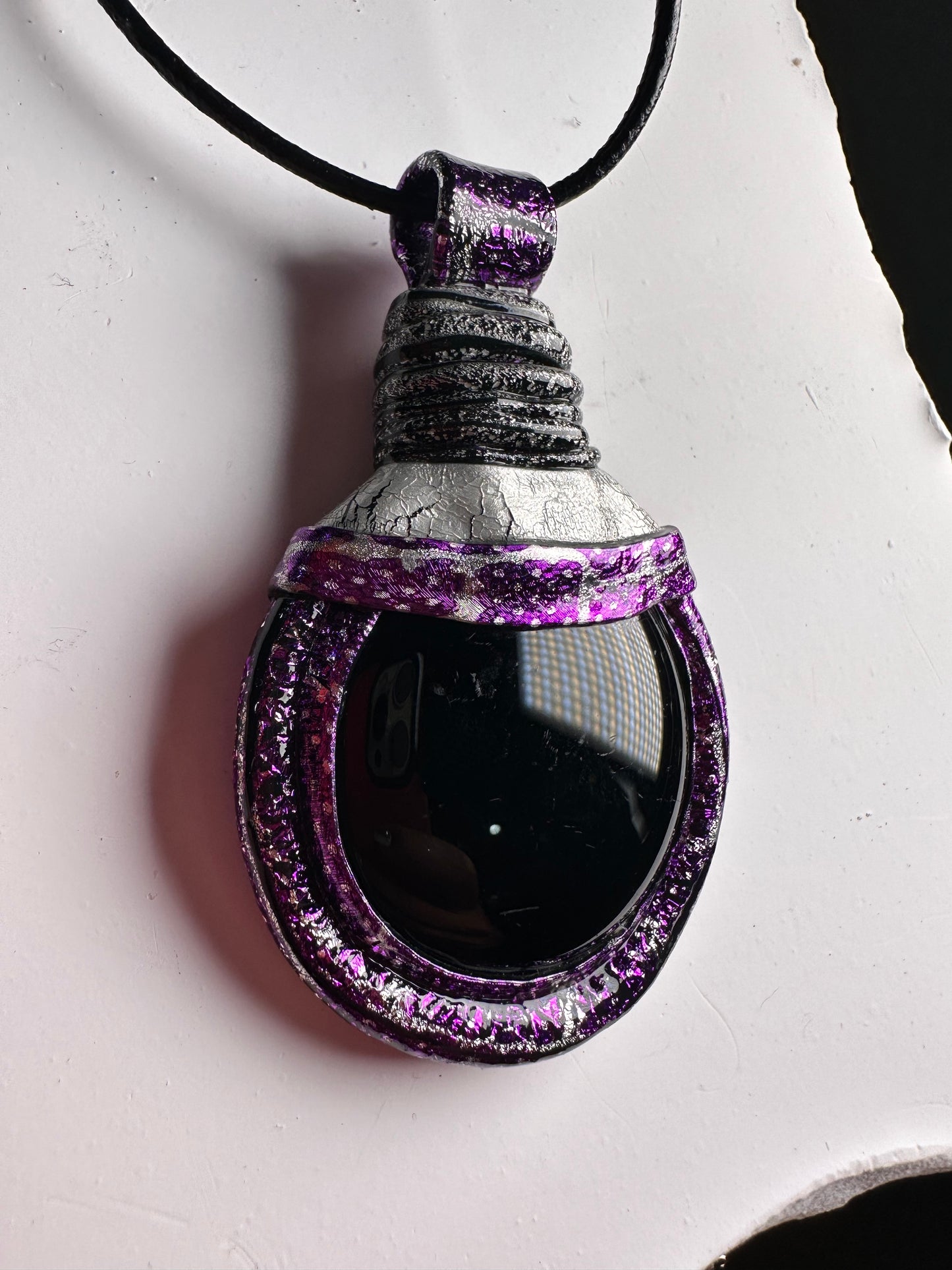 Purple Patchwork Turtle Necklace