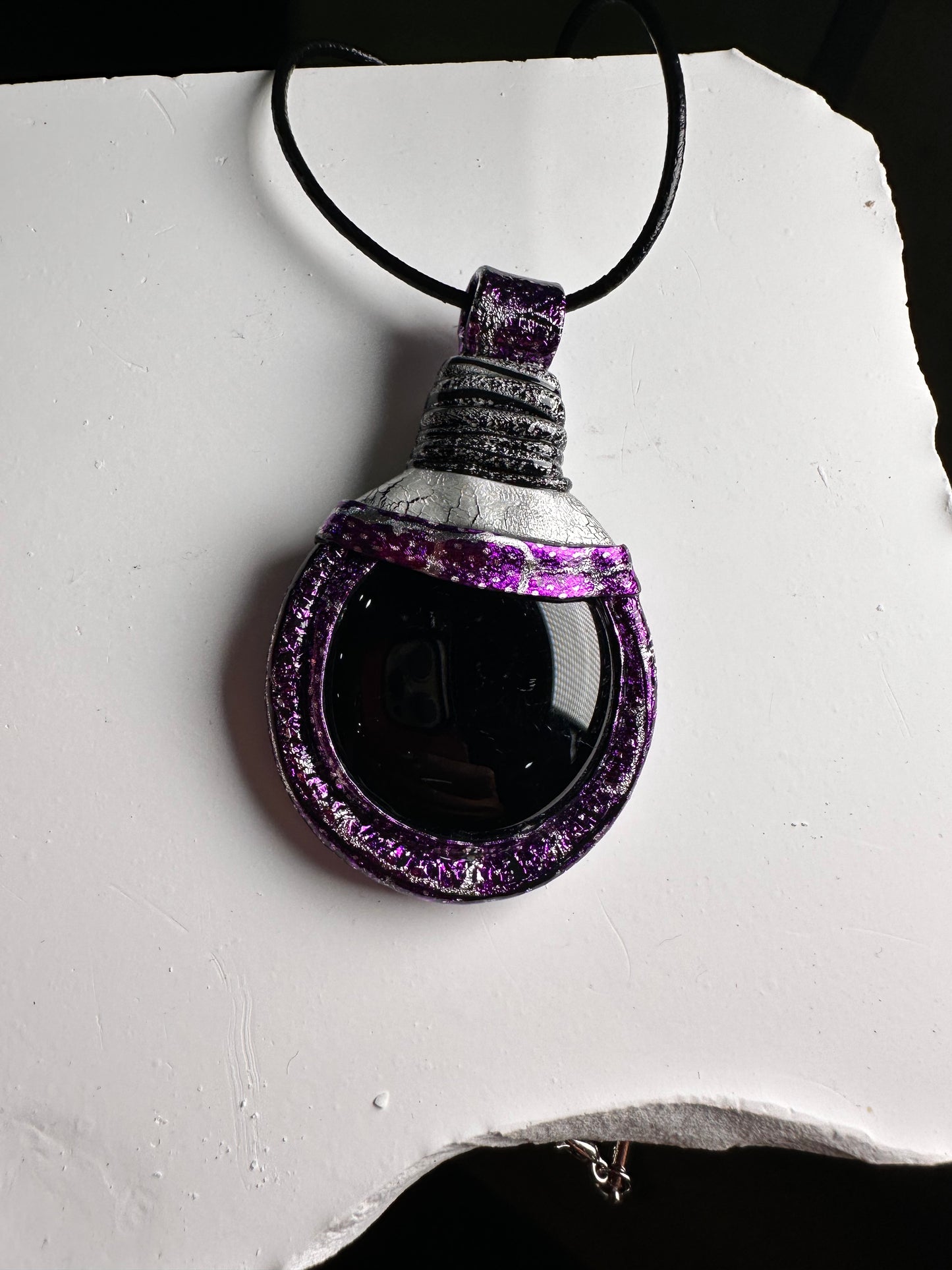 Purple Patchwork Turtle Necklace