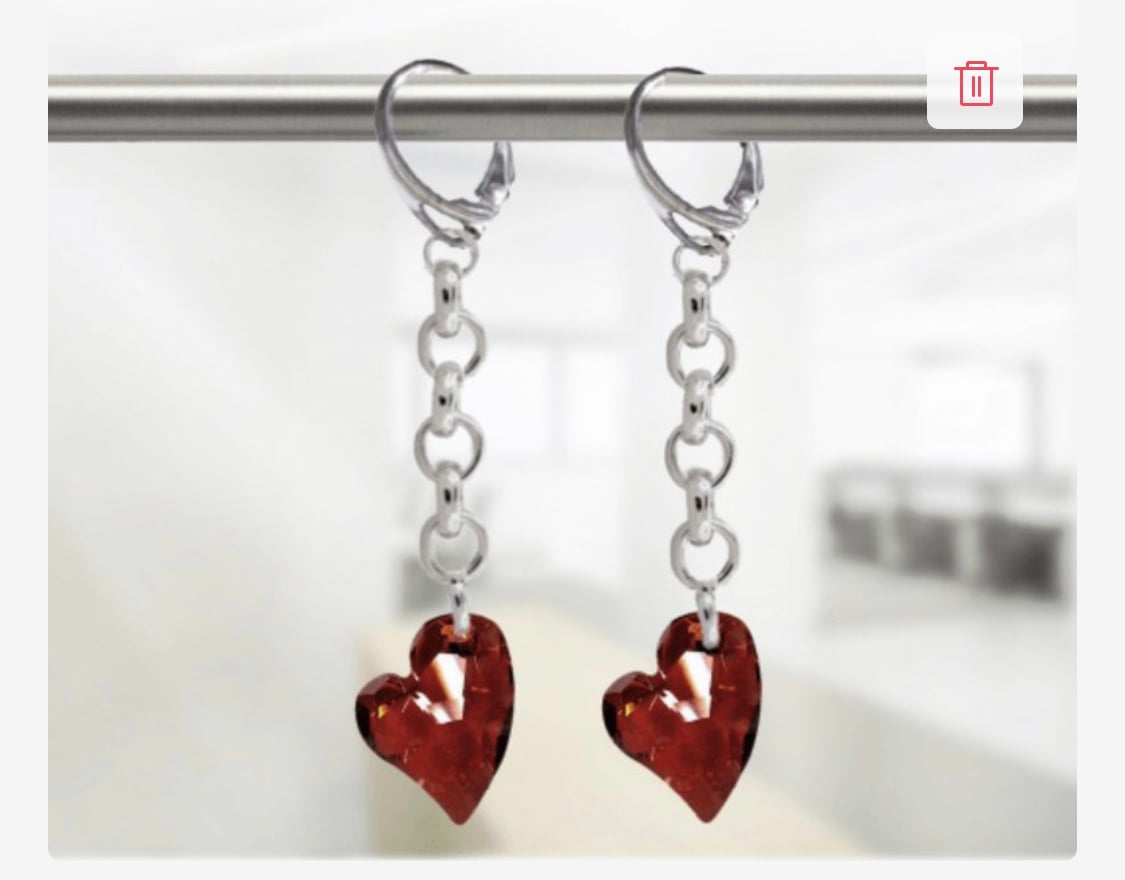 Ice My Chain Earrings Red hearts
