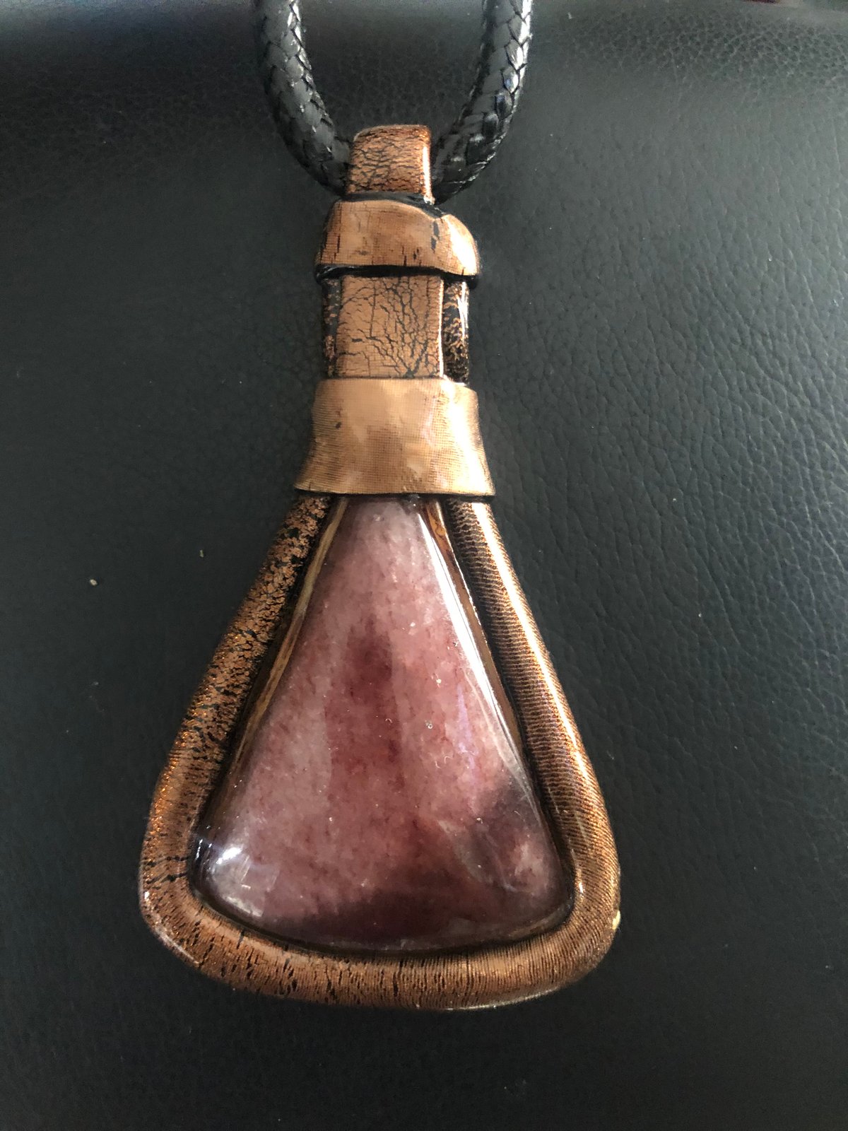 Triangular moonstone turtle style corded necklace