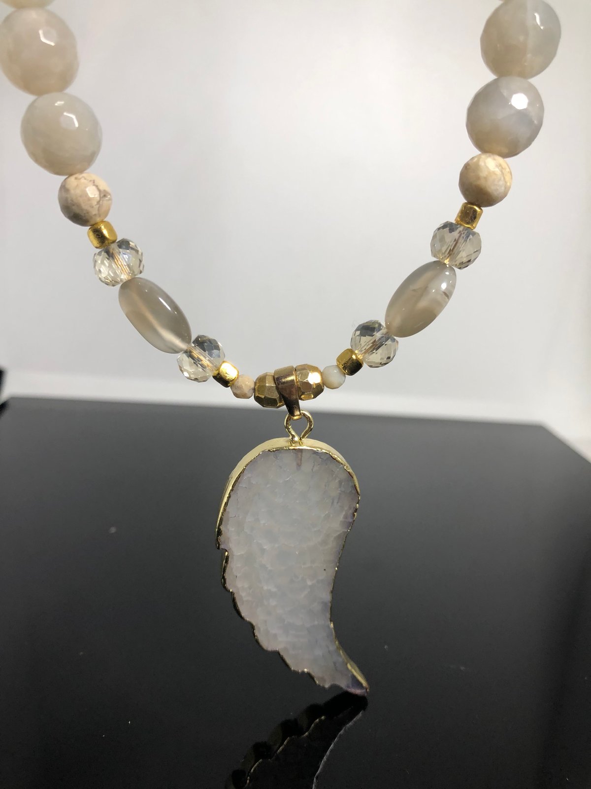 Quartz Crystal Angel Wing wrapper in gold