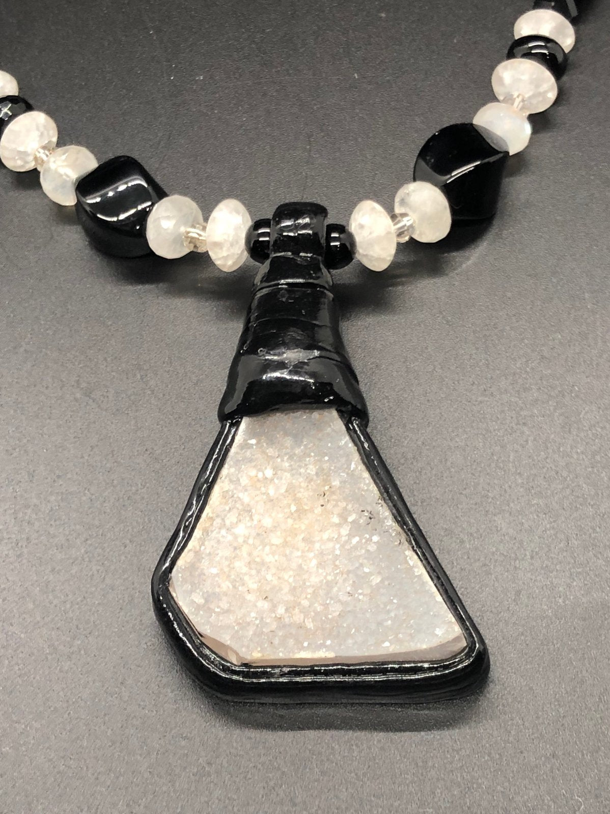 White Druzy set in Black