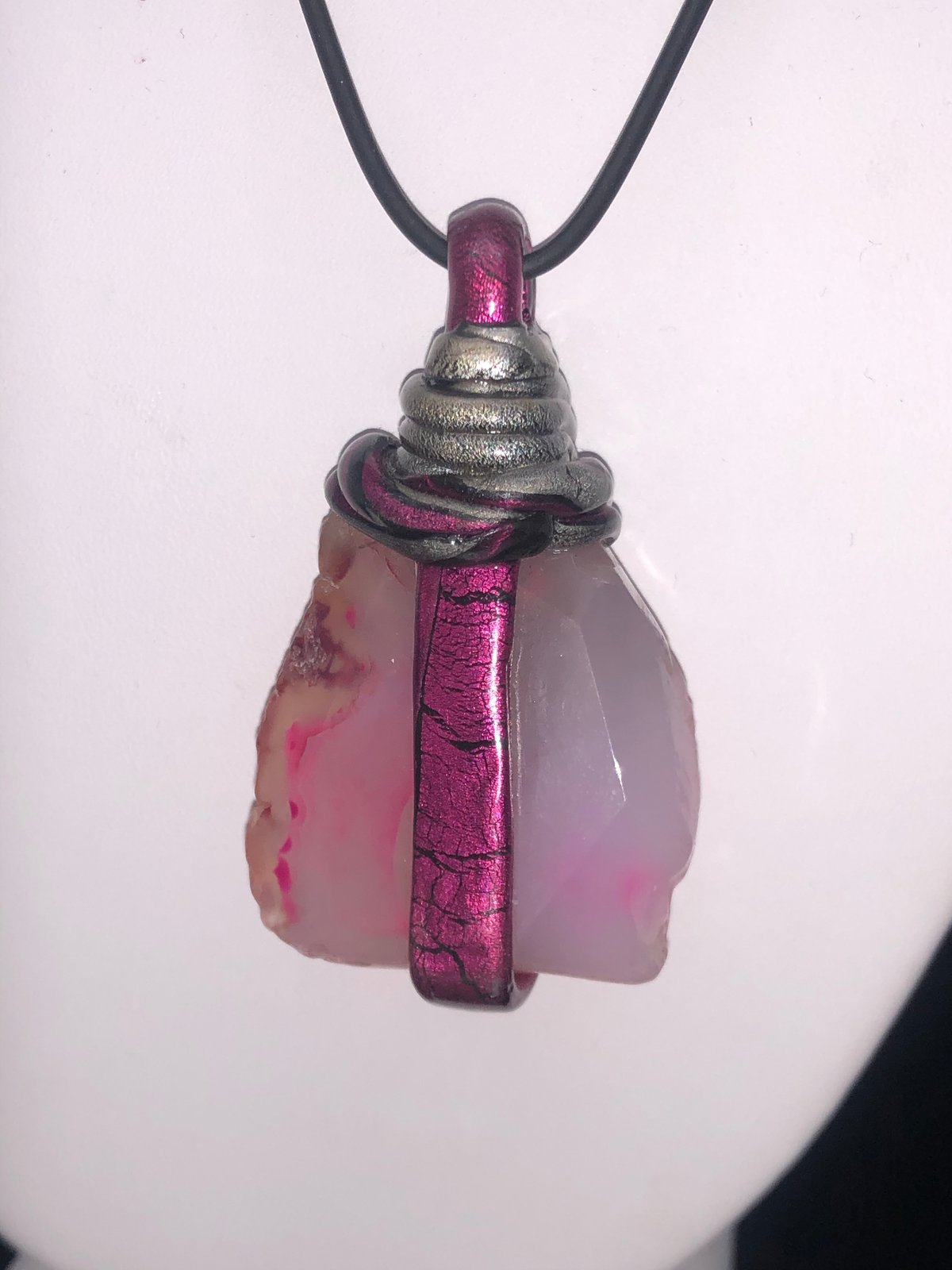 Pink agate “Lady Bug”