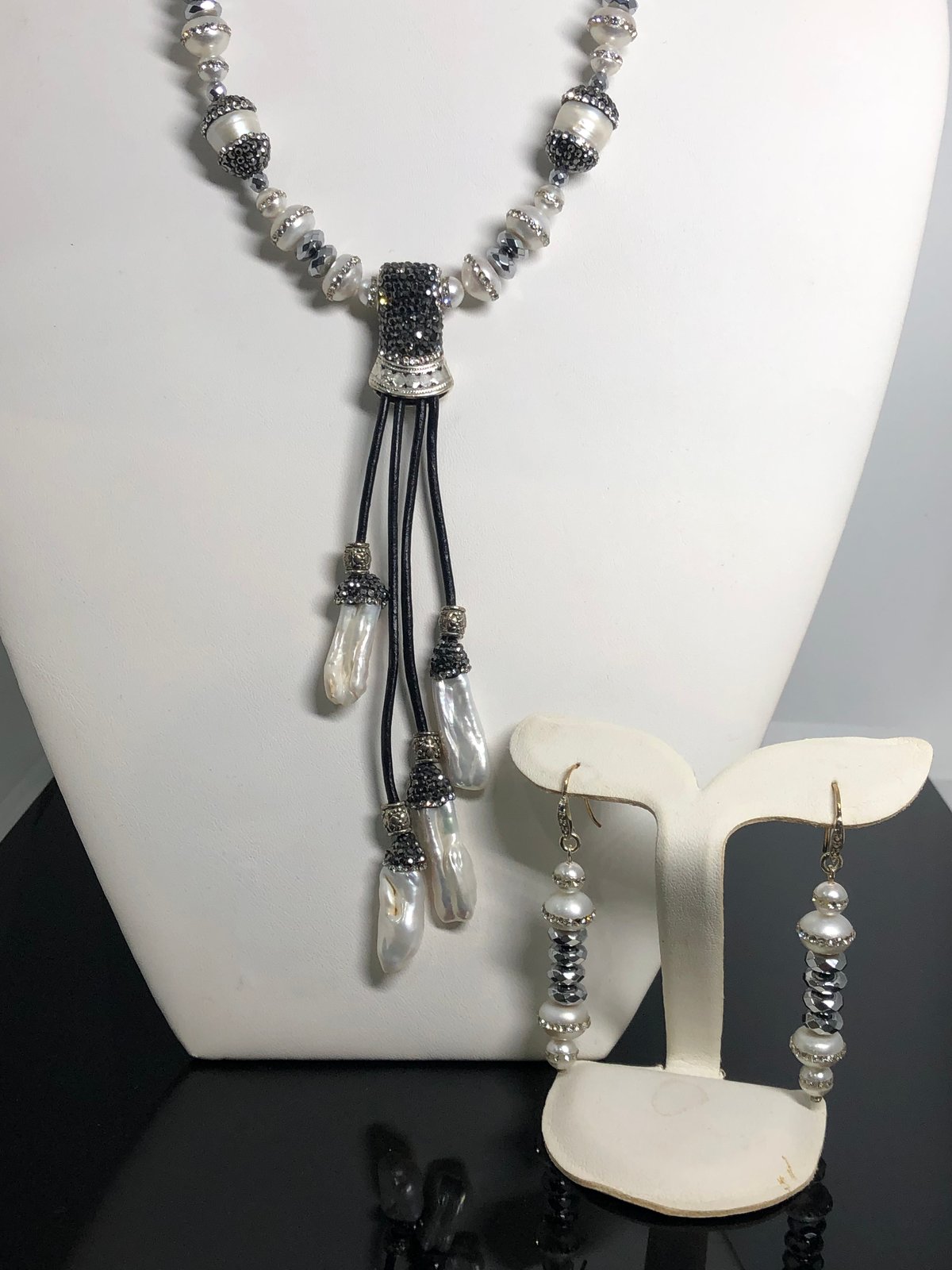 White Funky Leather & Pearls