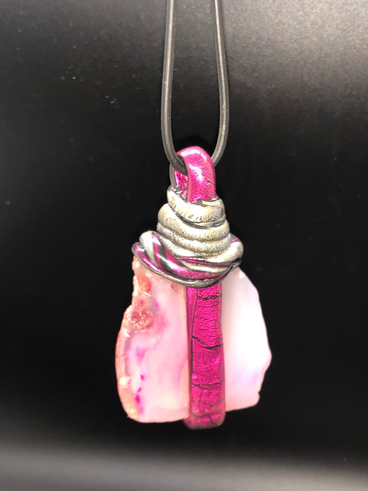 Pink agate “Lady Bug”
