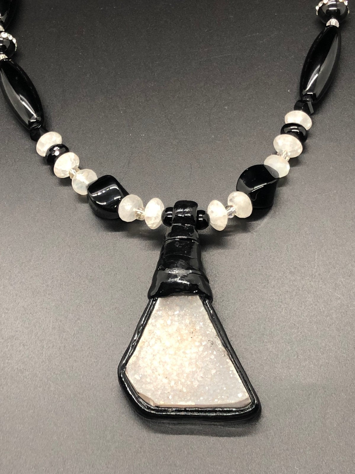 White Druzy set in Black