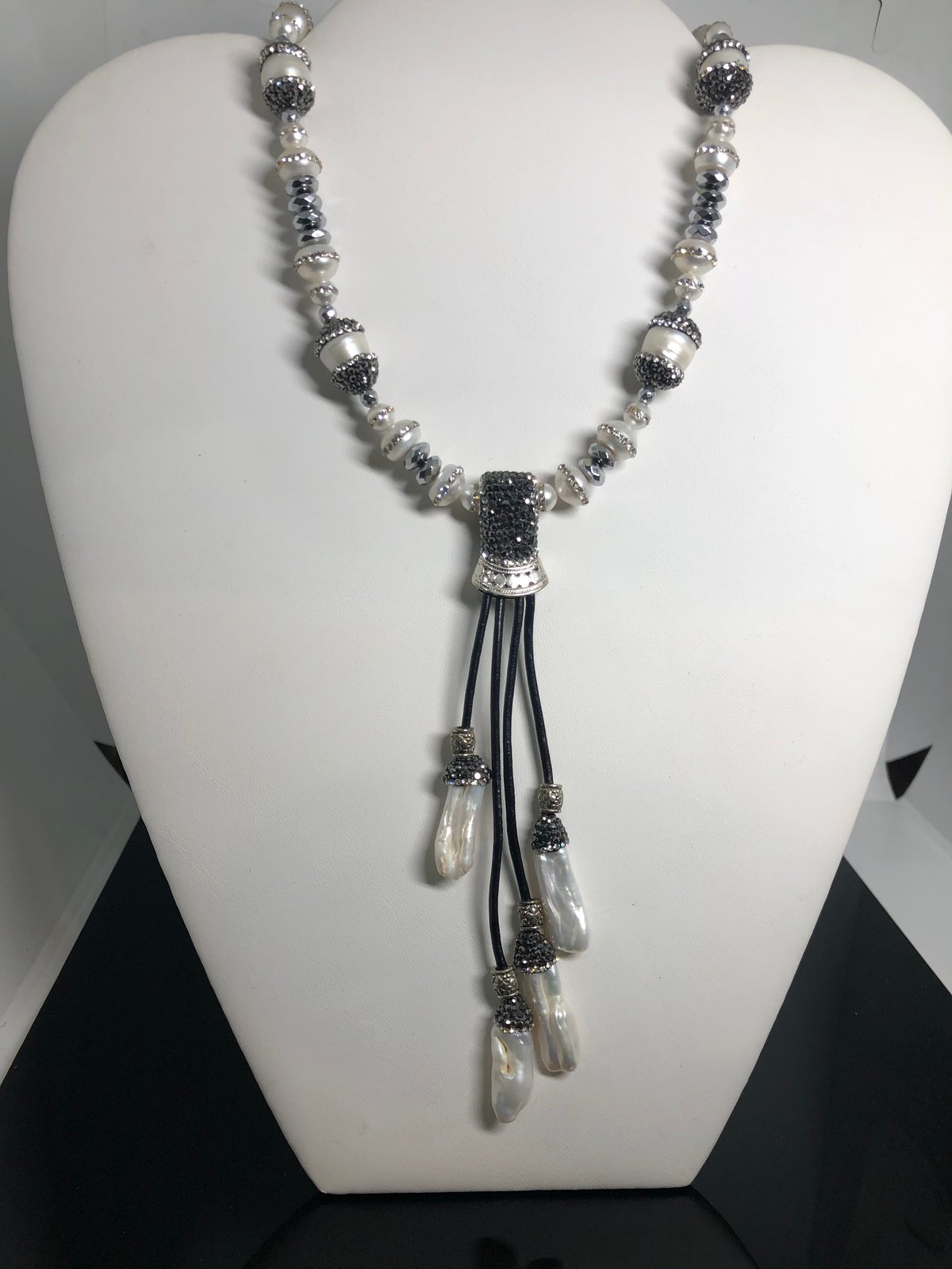 White Funky Leather & Pearls