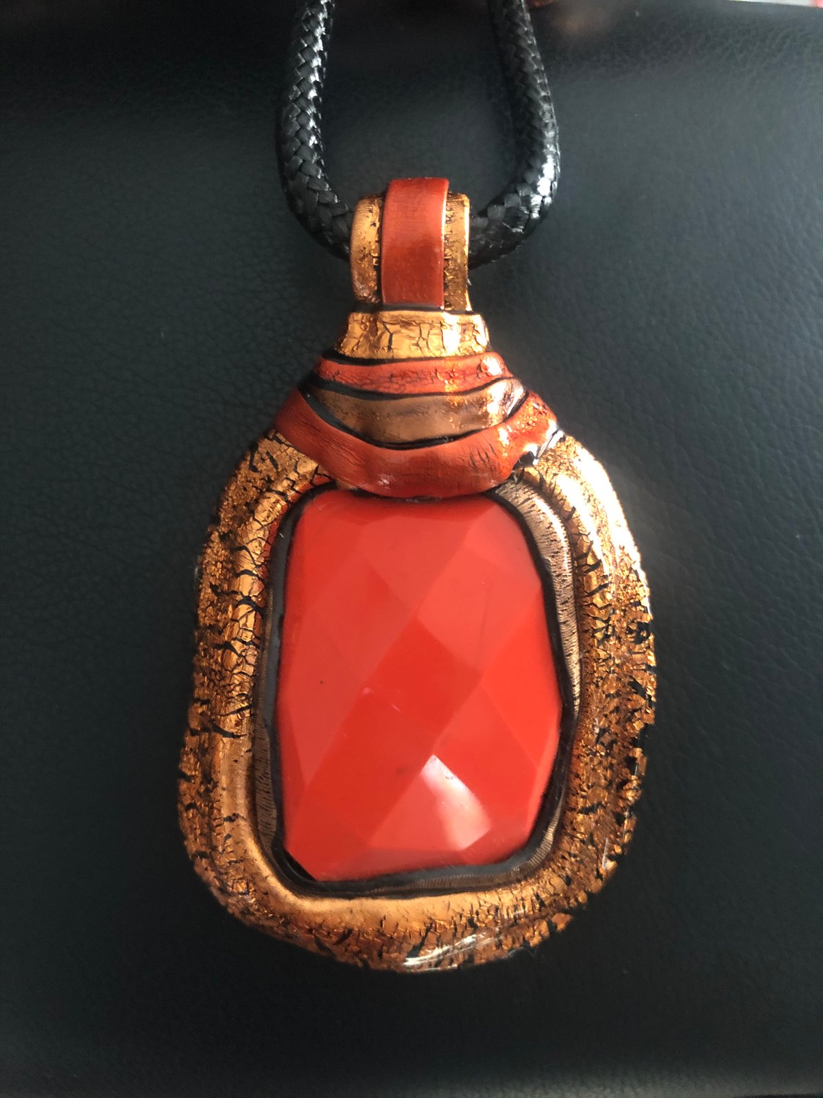Orange Quartz Wrapped in Copper/Gold