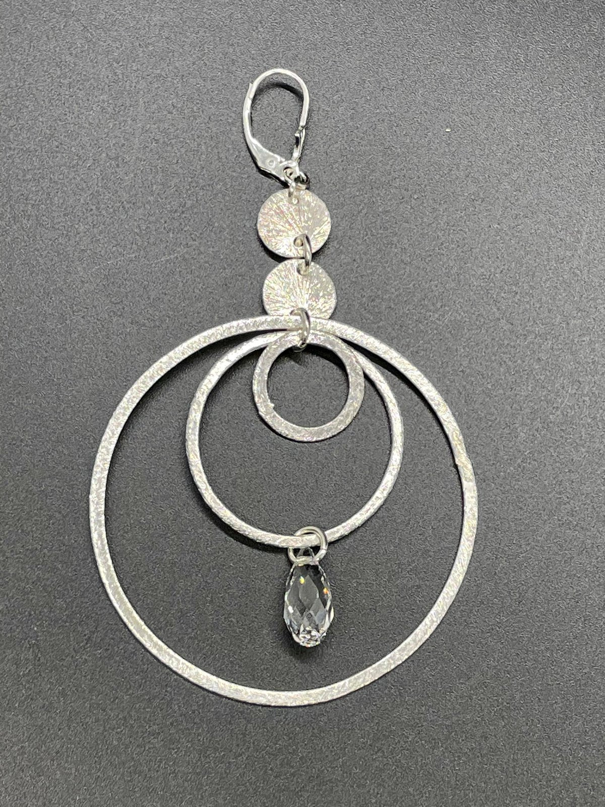 Sterling silver hoops with one Crystal dangle