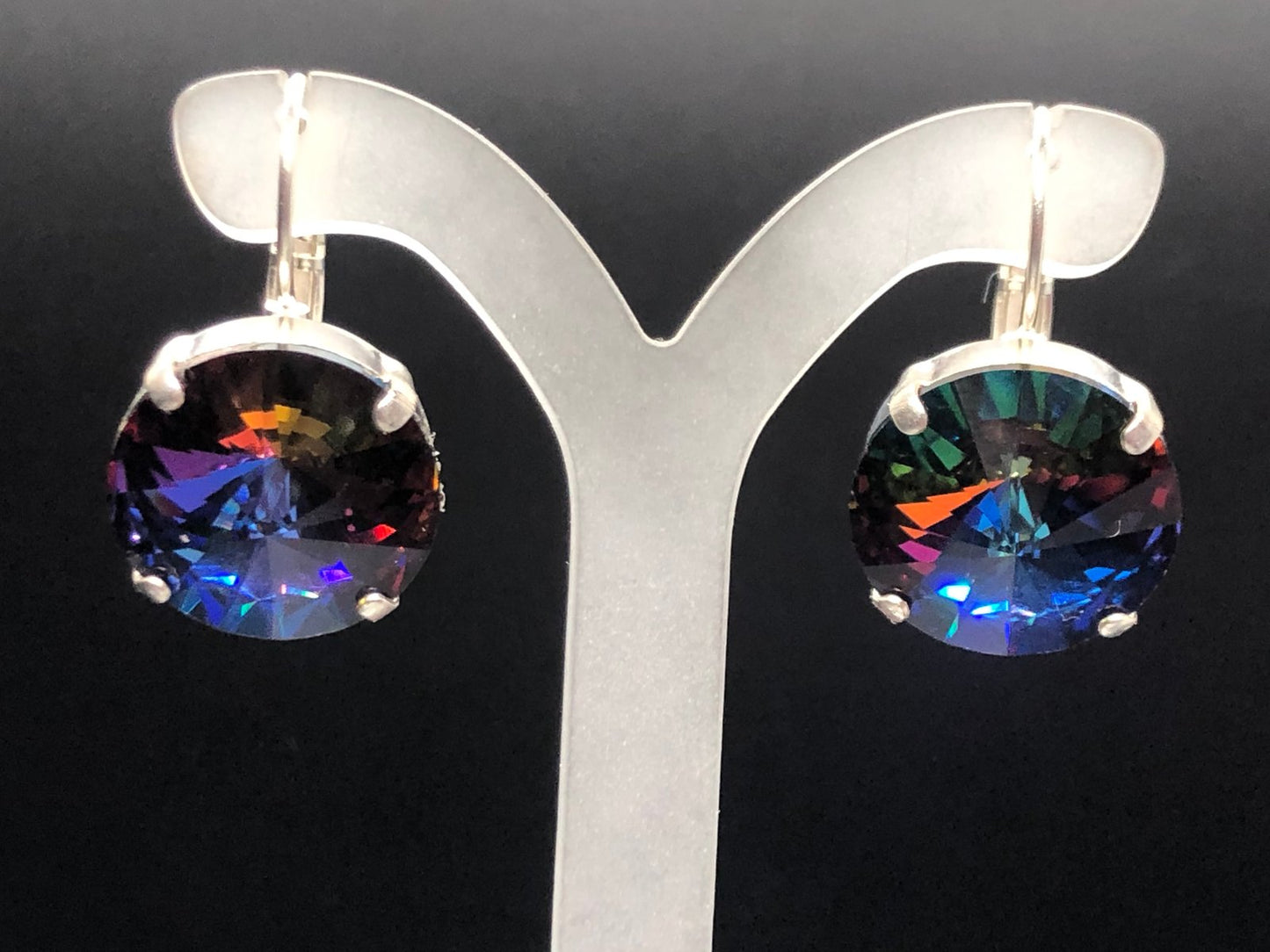 Blue Prism Mix Crystal Drops (B) in silver