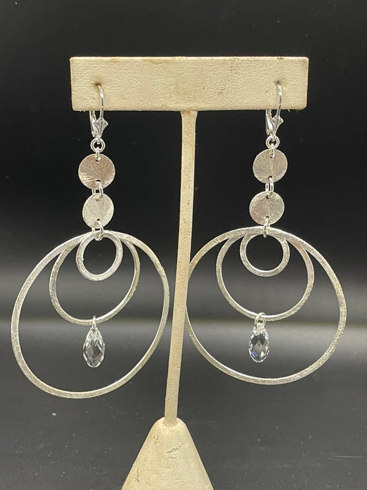 Sterling silver hoops with one Crystal dangle