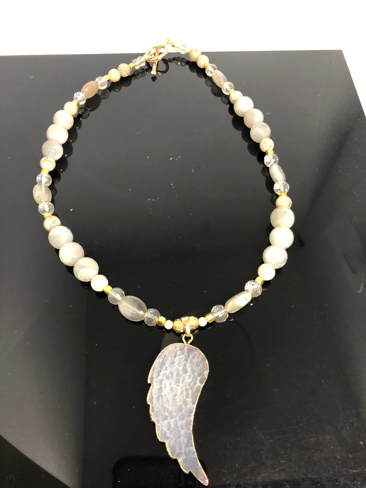 Quartz Crystal Angel Wing wrapper in gold