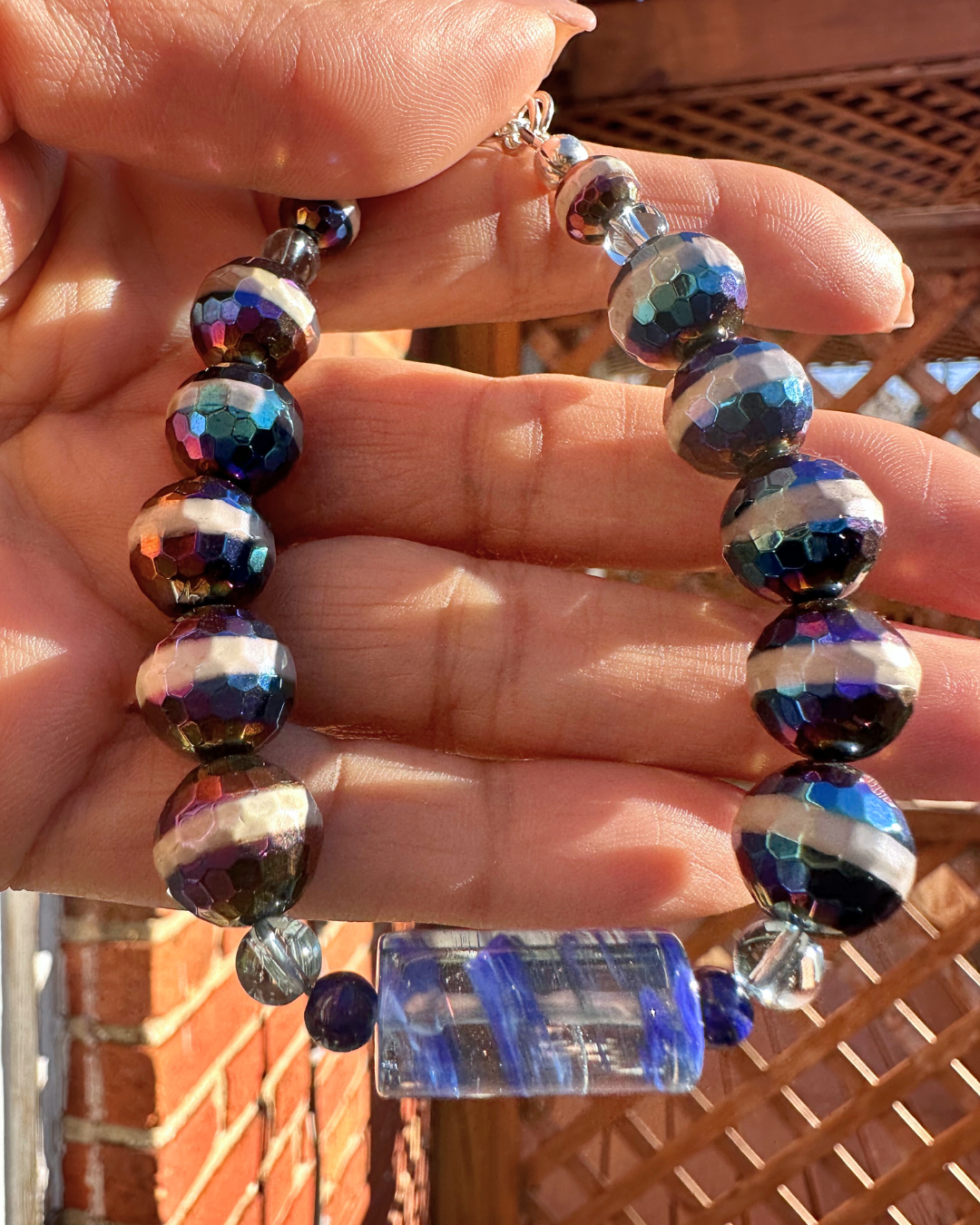 Eye of the Ocean Blownglass Adjustable Bracelet