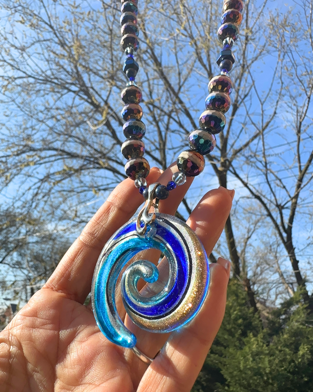 Eye of the Ocean Blownglass Necklace
