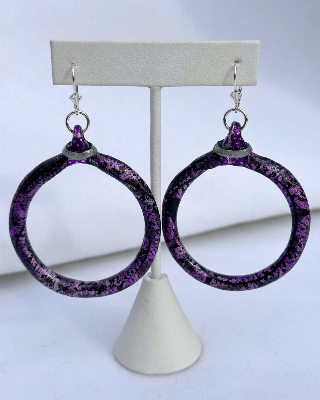 "Purple Patch Work" Hoop Earrings