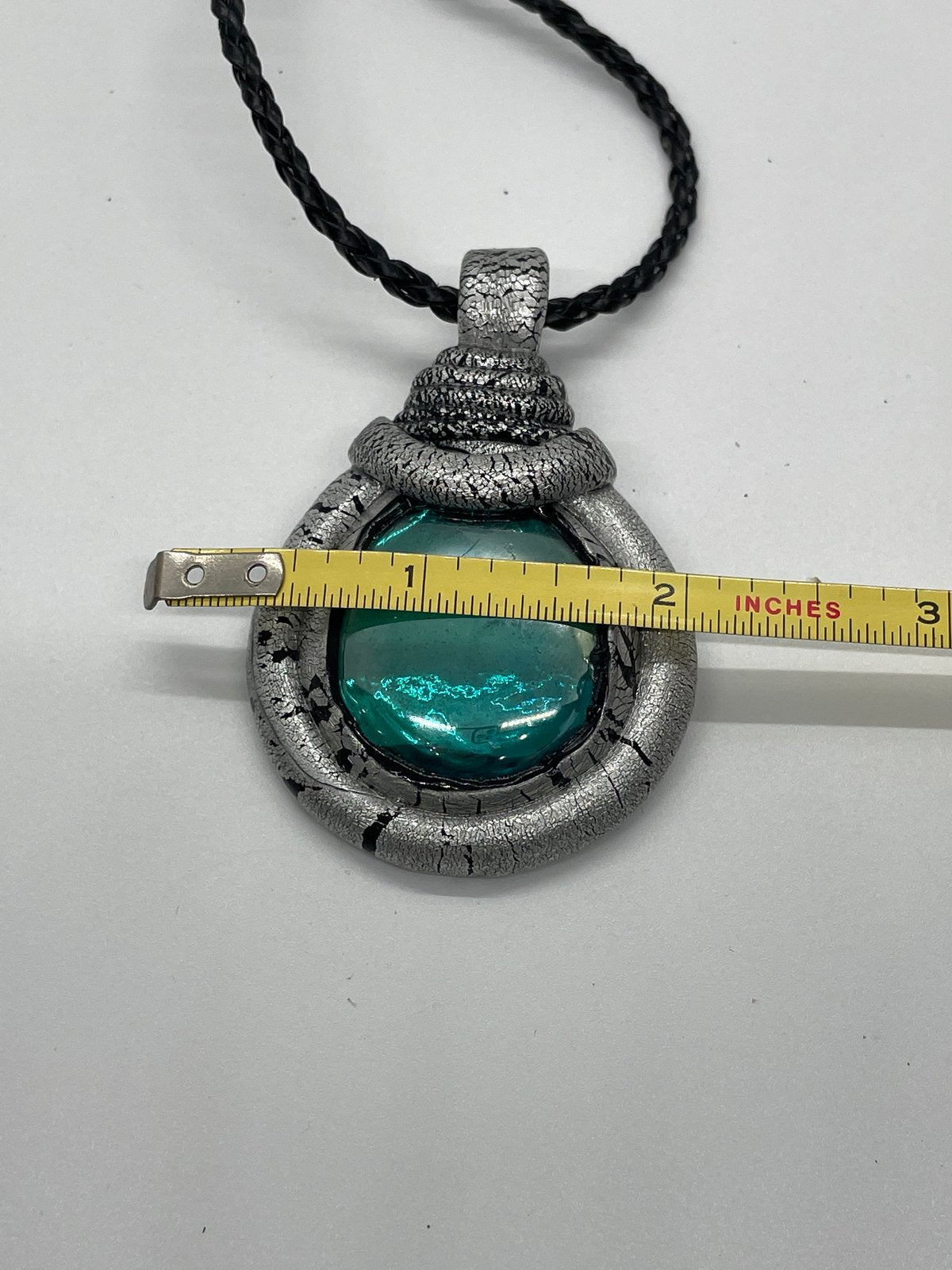 Aqua blue glass stone wrapped in silver classic turtle