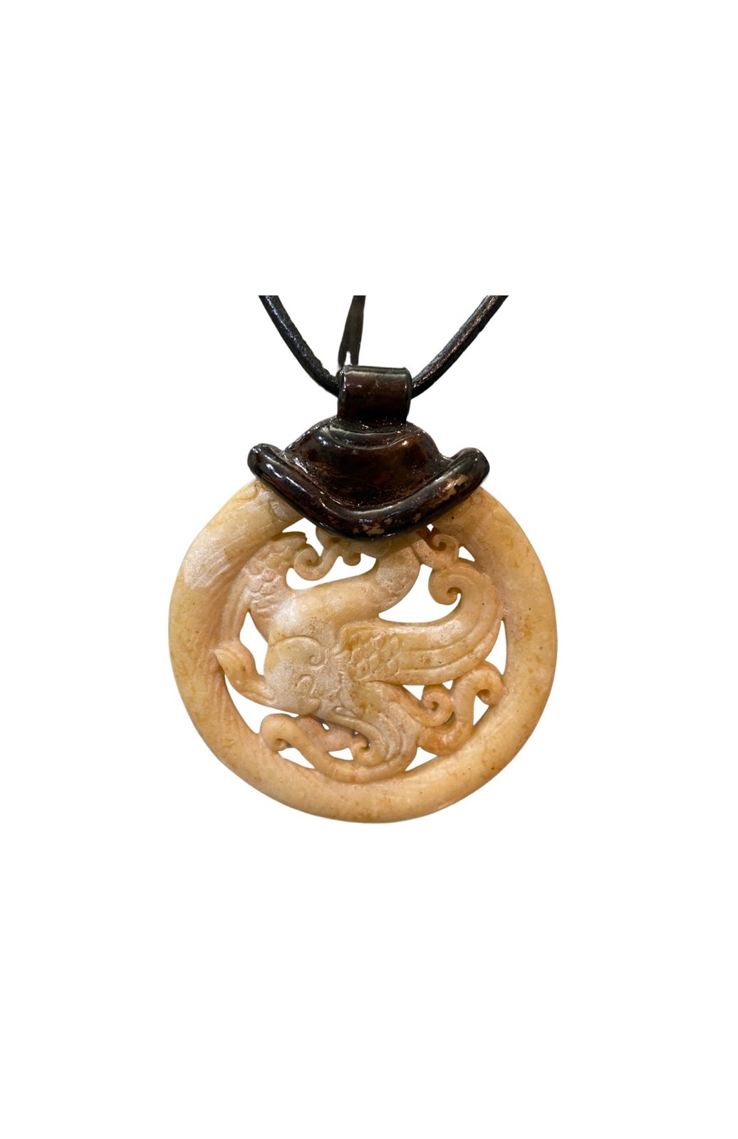 Beige Carved Agate in Brown Ink Style - Top Wrap