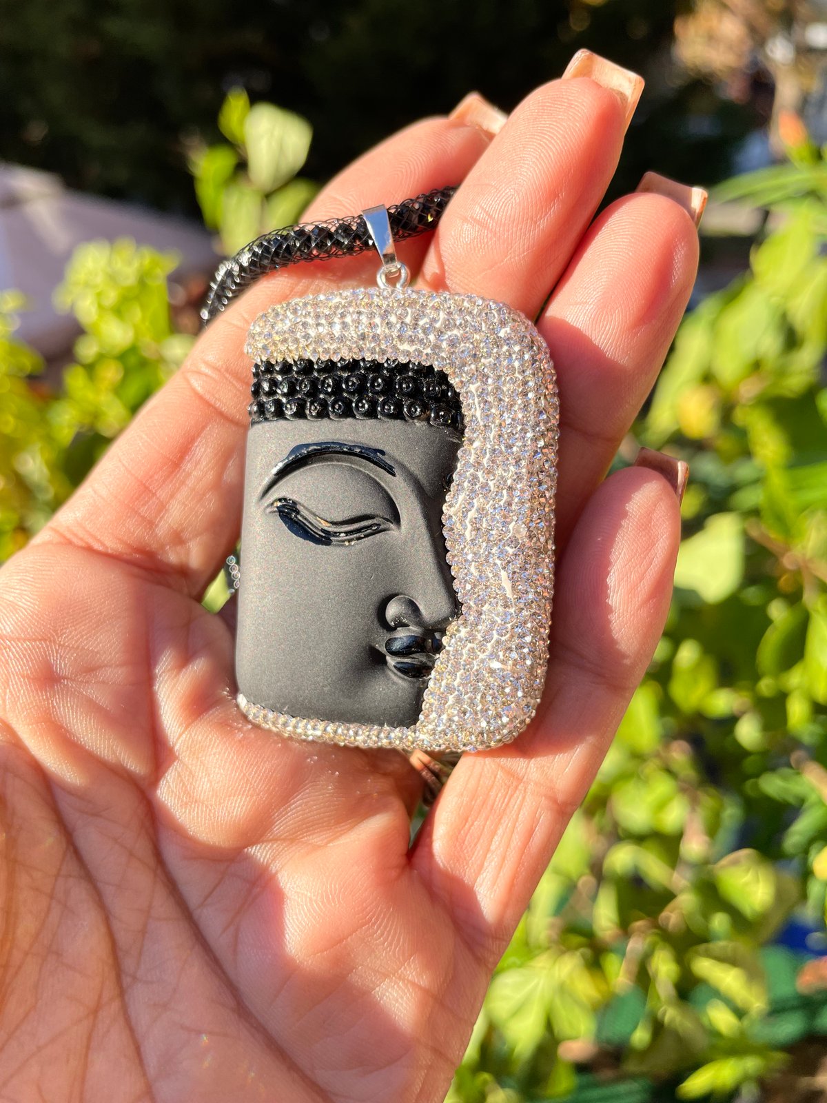 Black Buddha w/ Clear Crystals