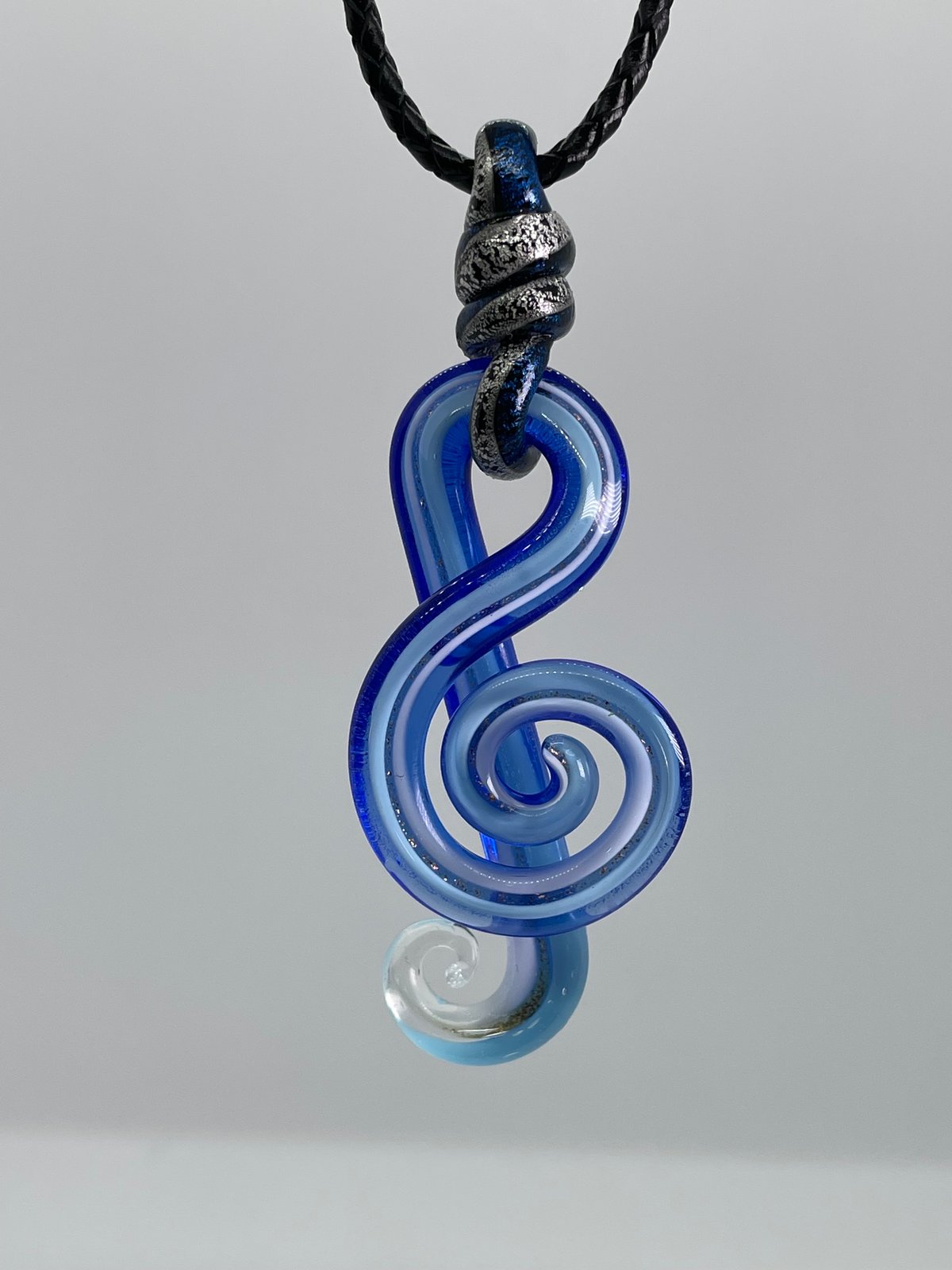 Blown glass deep blue treble clef