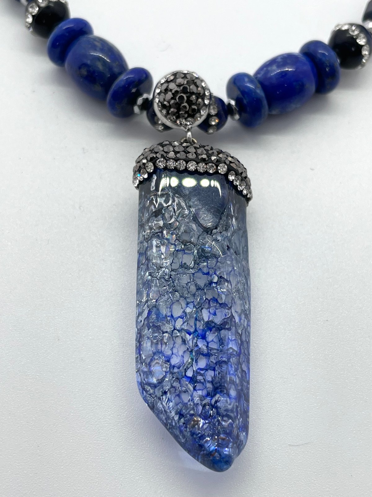 Blue Crackled Quartz & Lapis Necklace