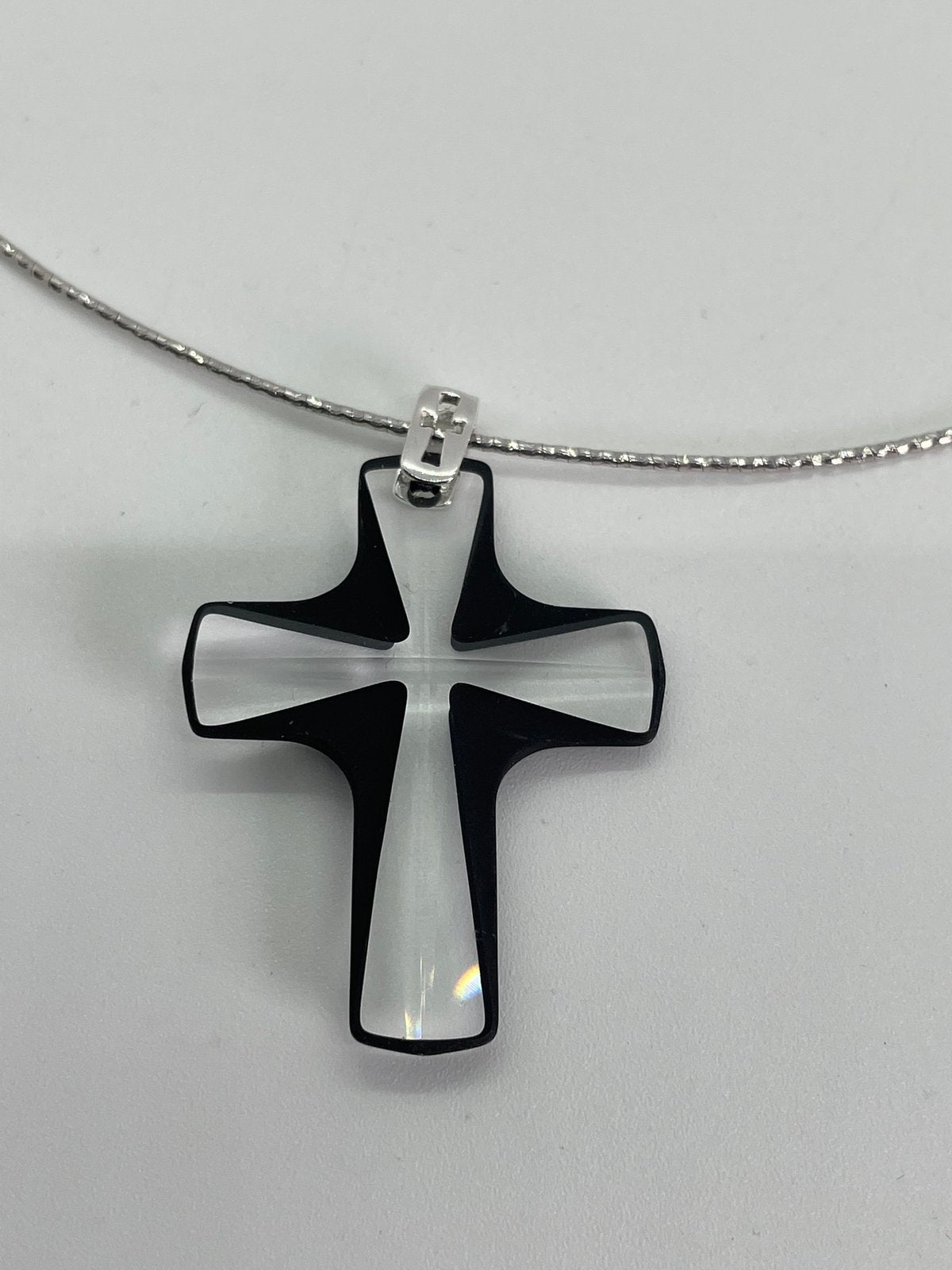 Black & Clear small crystal cross