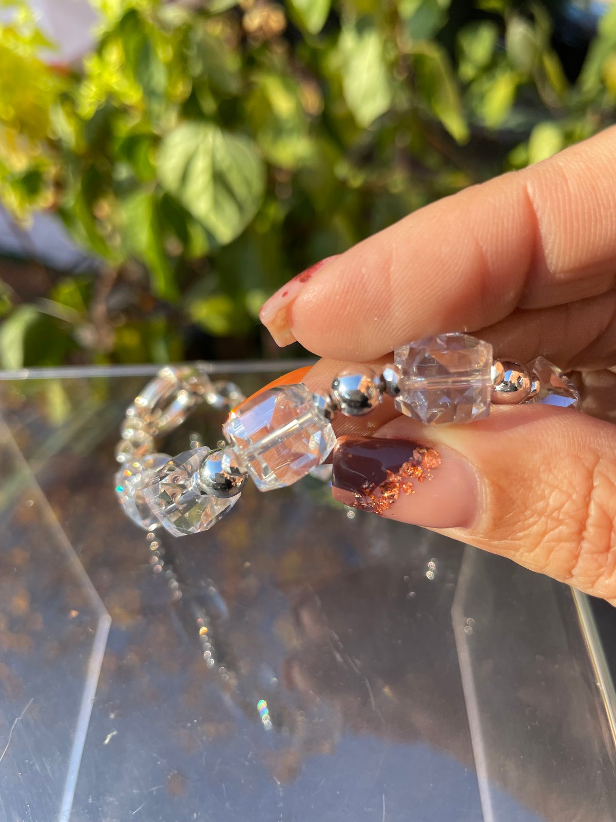 Chinese Square Crystals with Silver Hematite