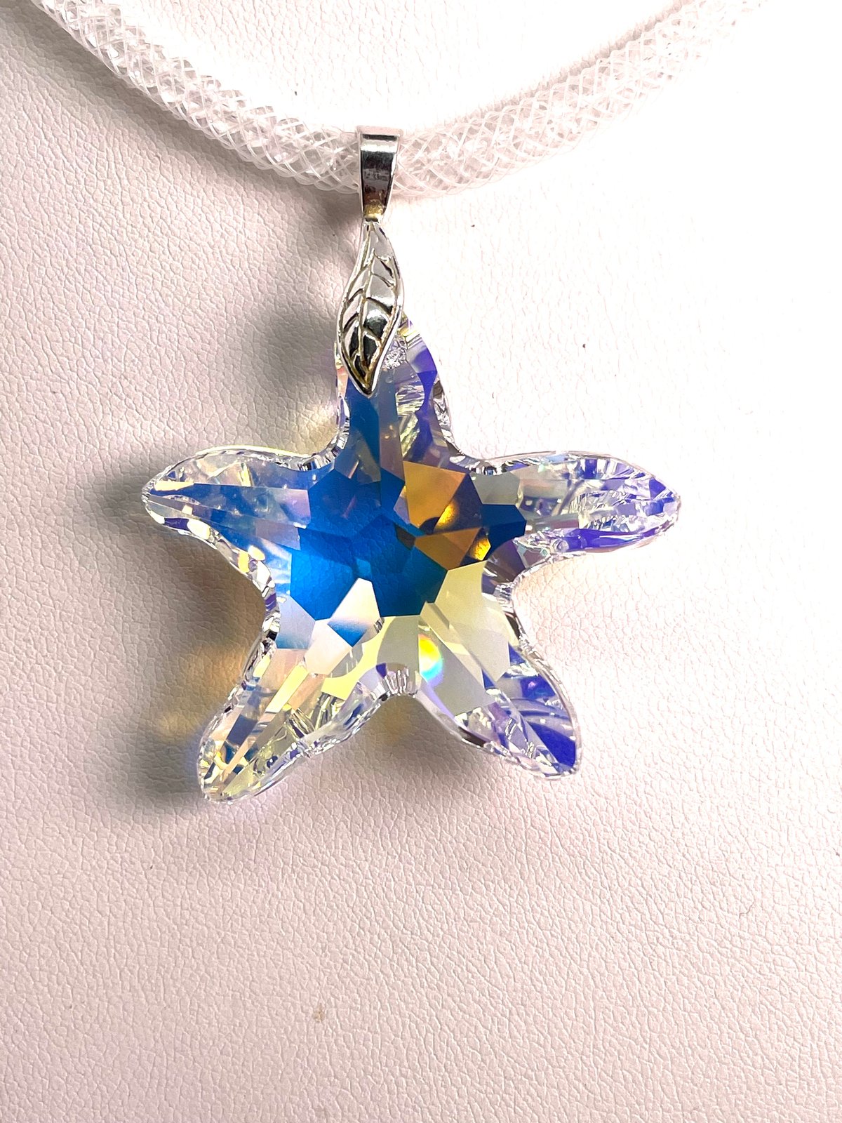 Clear AB Swarovski Crystal Starfish Large Pendant