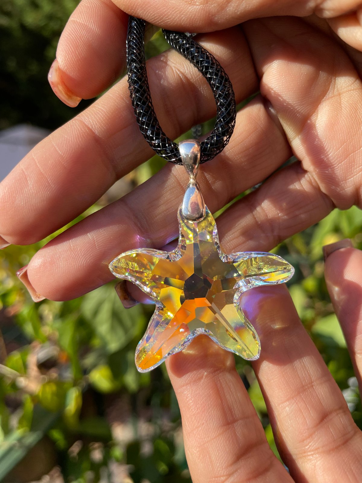 Clear AB Swarovski Crystal Starfish Small Pendant