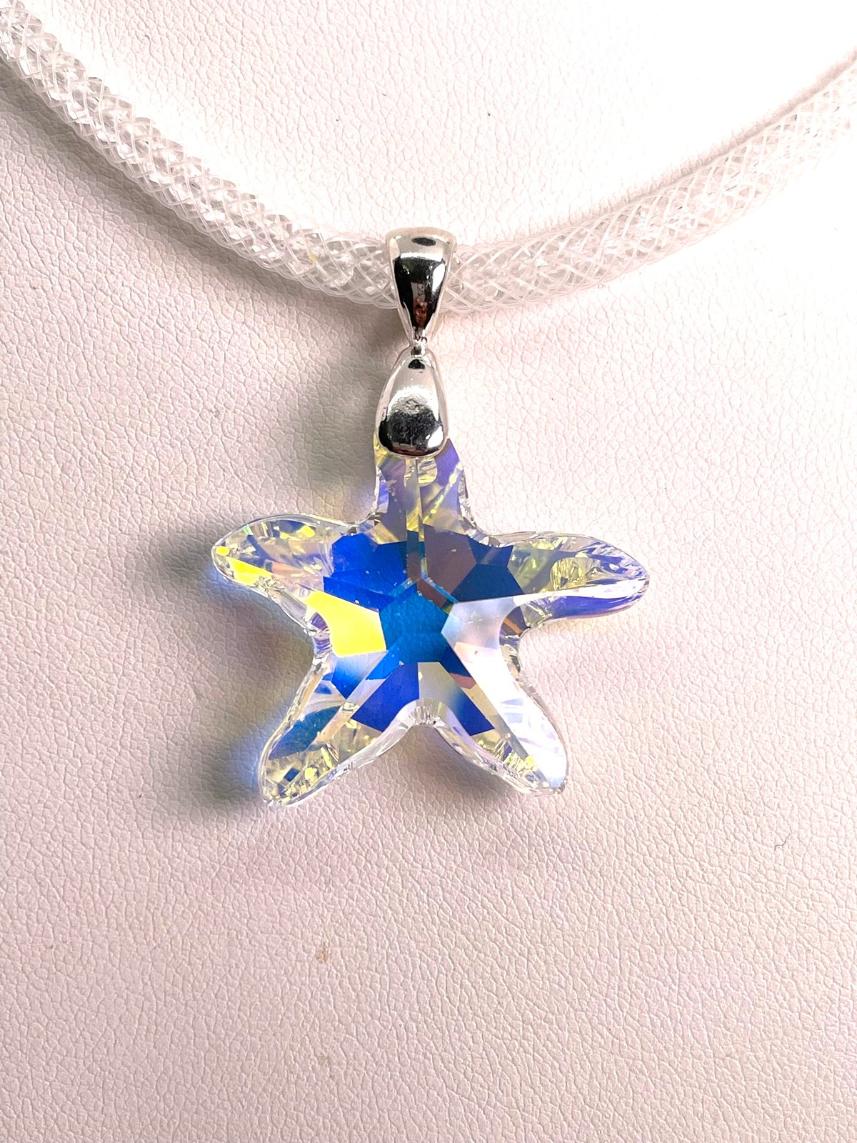 Clear AB Swarovski Crystal Starfish Small Pendant