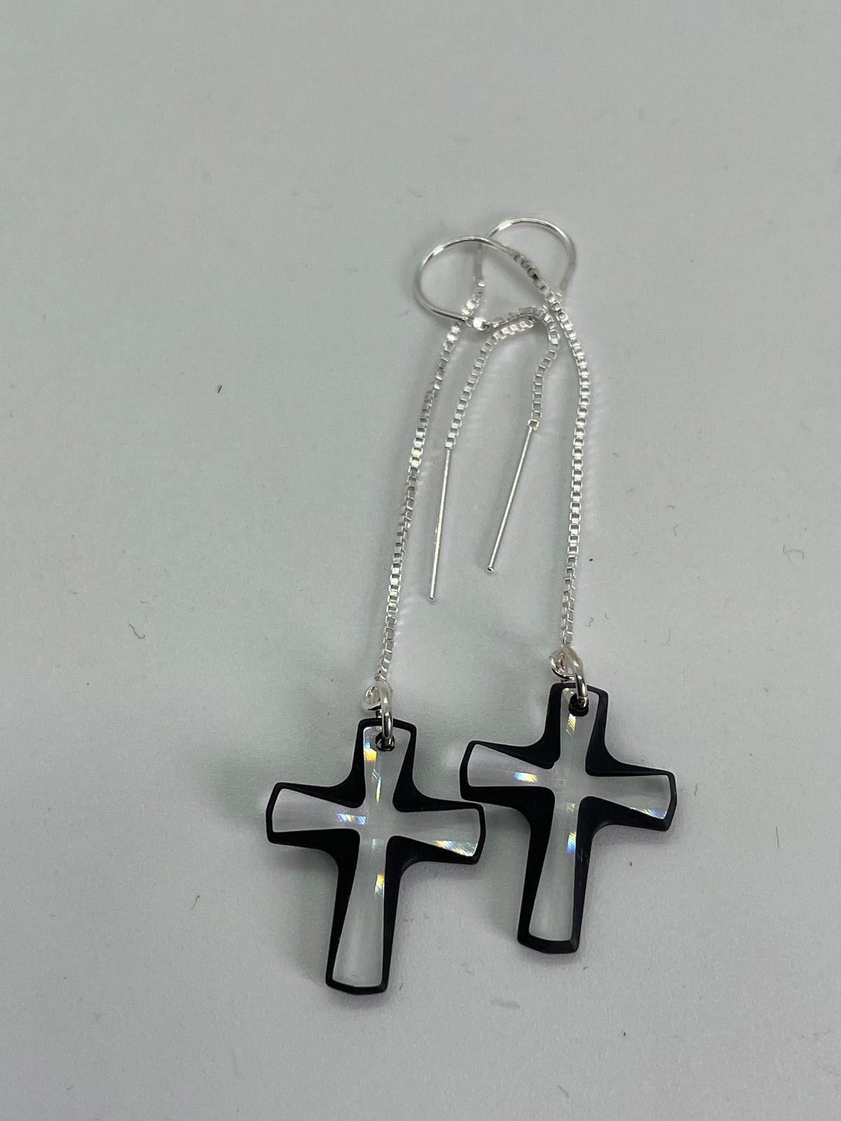 Clear/black crystal earring/threaders