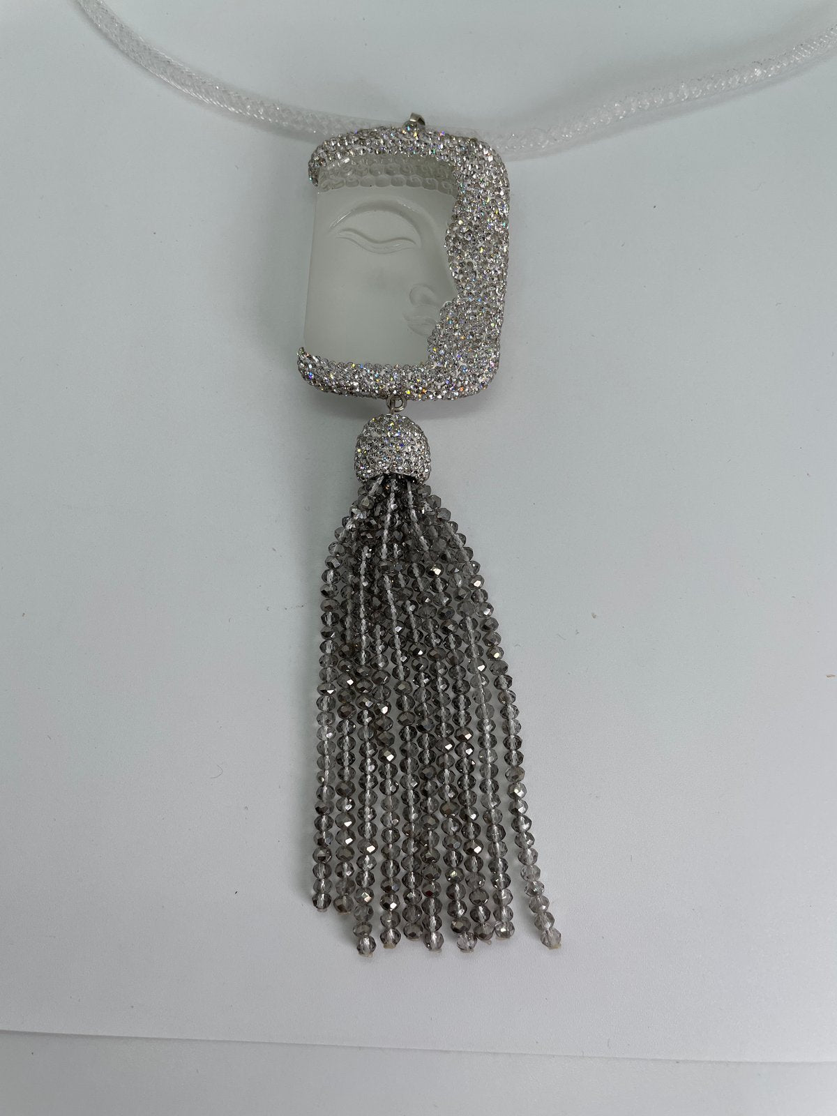 Clear Buddha Face w/ Clear Crystals