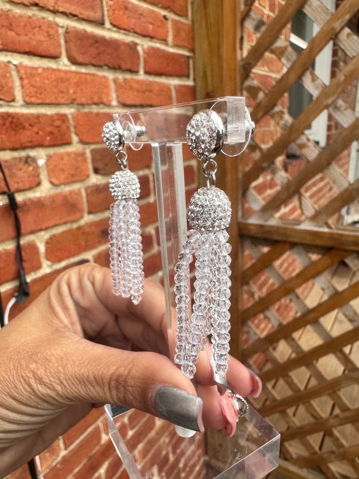 Clear white Tassel Earrings