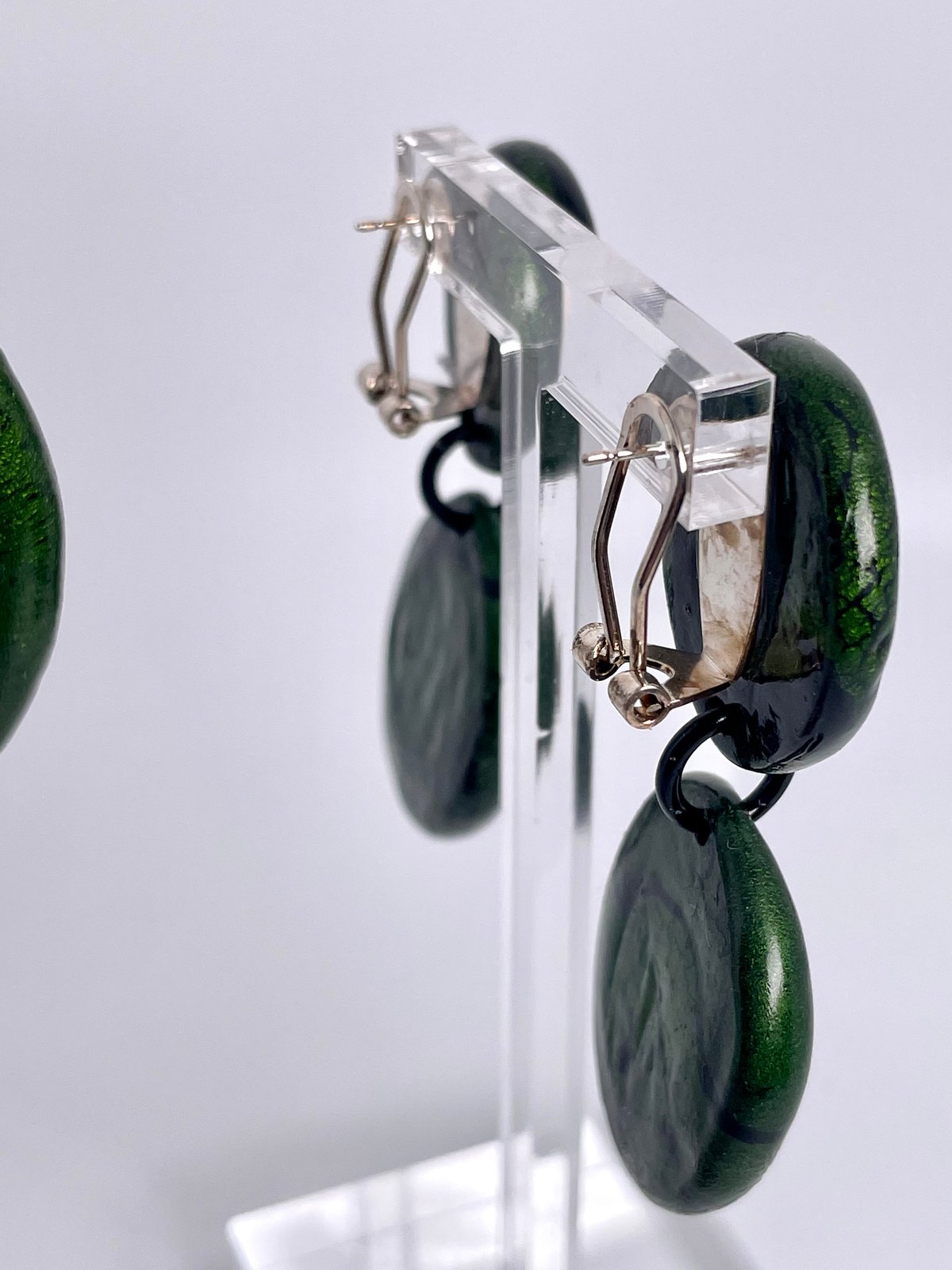 Cowry Shells in Green Clip-Ons