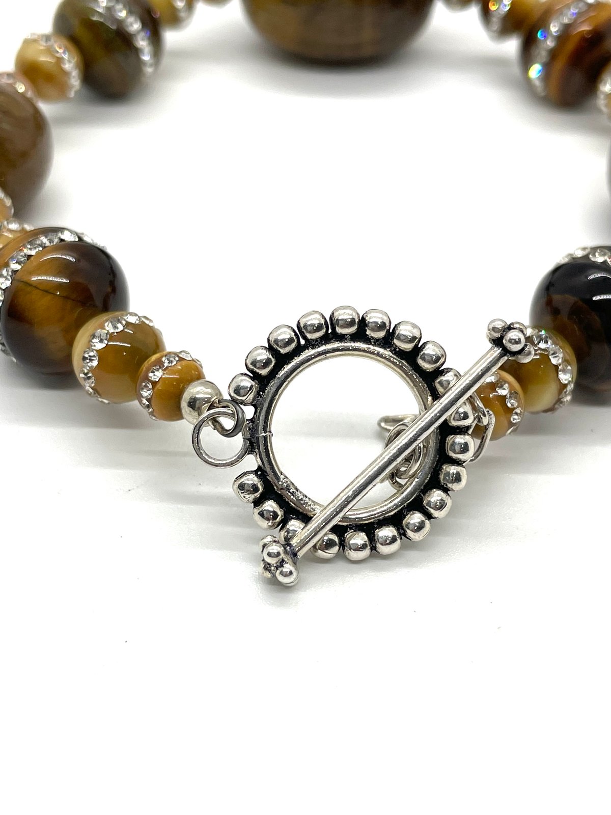 Crystal encrusted honey tigers eye bracelet