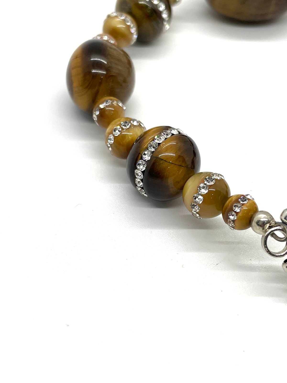 Crystal encrusted honey tigers eye bracelet