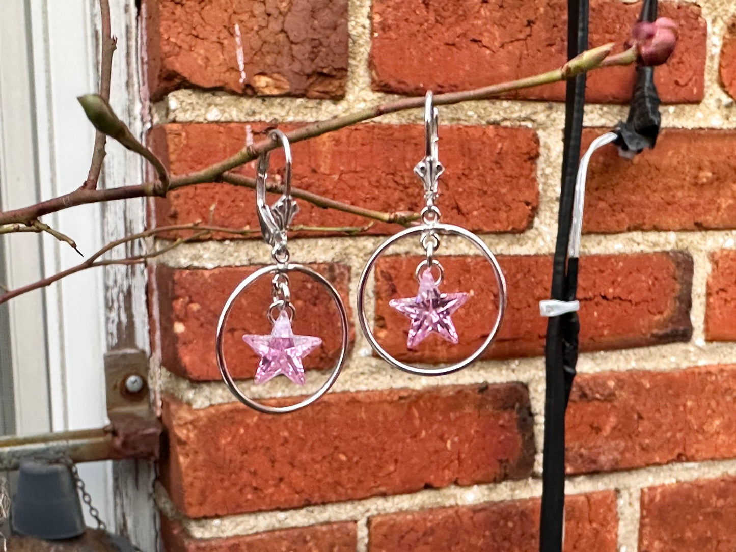 CZ “Hoopsies” Pink Stars