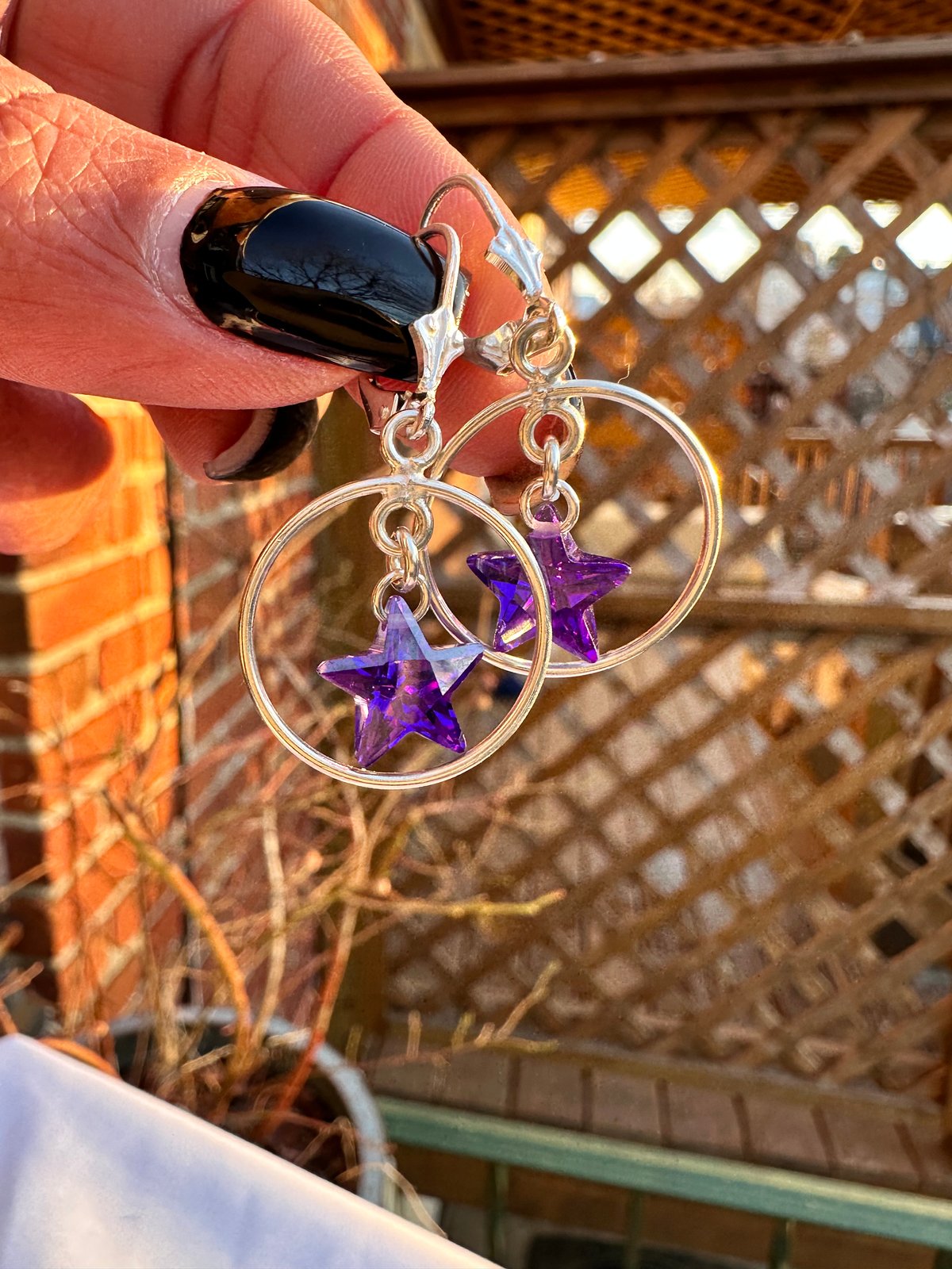 CZ “Hoopsies” Purple Stars