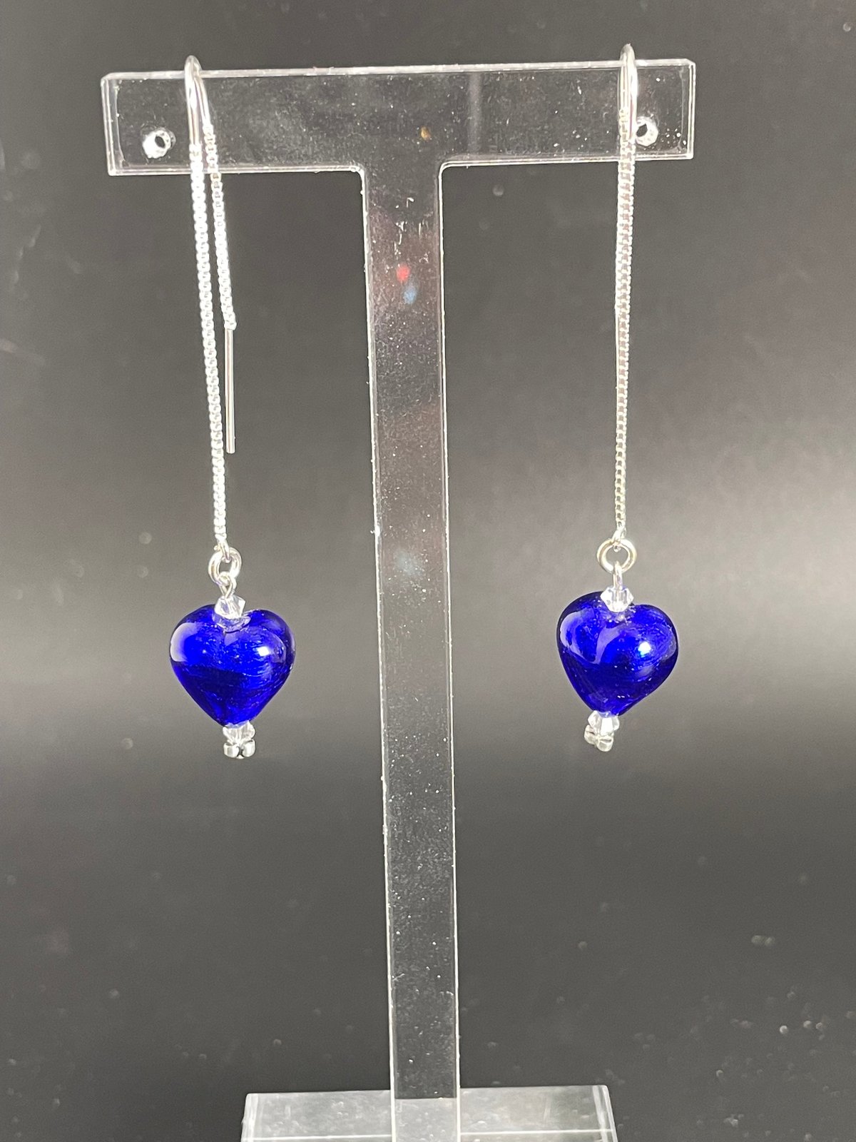 Dark Blue Czech Heart Threaders