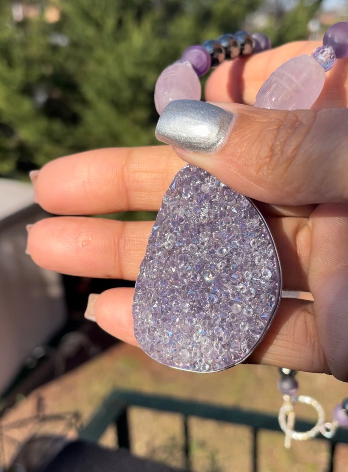 Lavender/Purple Druzy Centerpiece Necklace