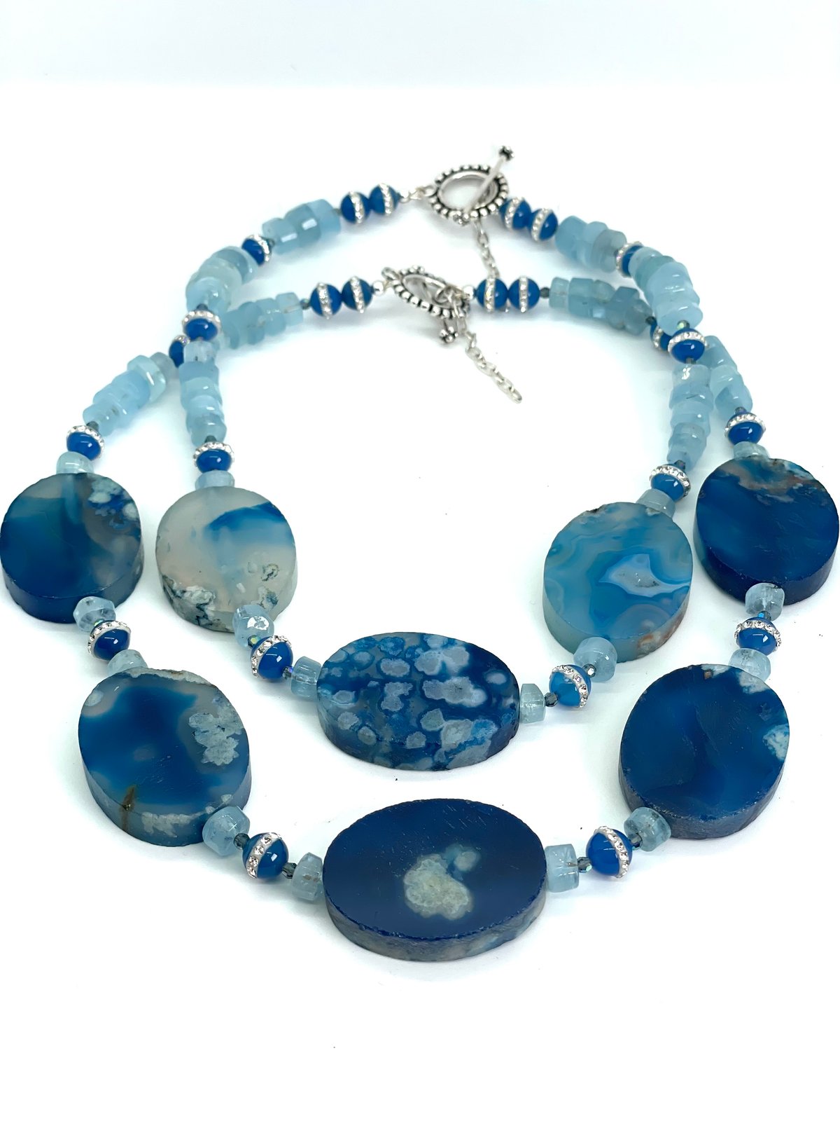 Misty Blue Agate Aquamarinellection Necklace Aquamarine
