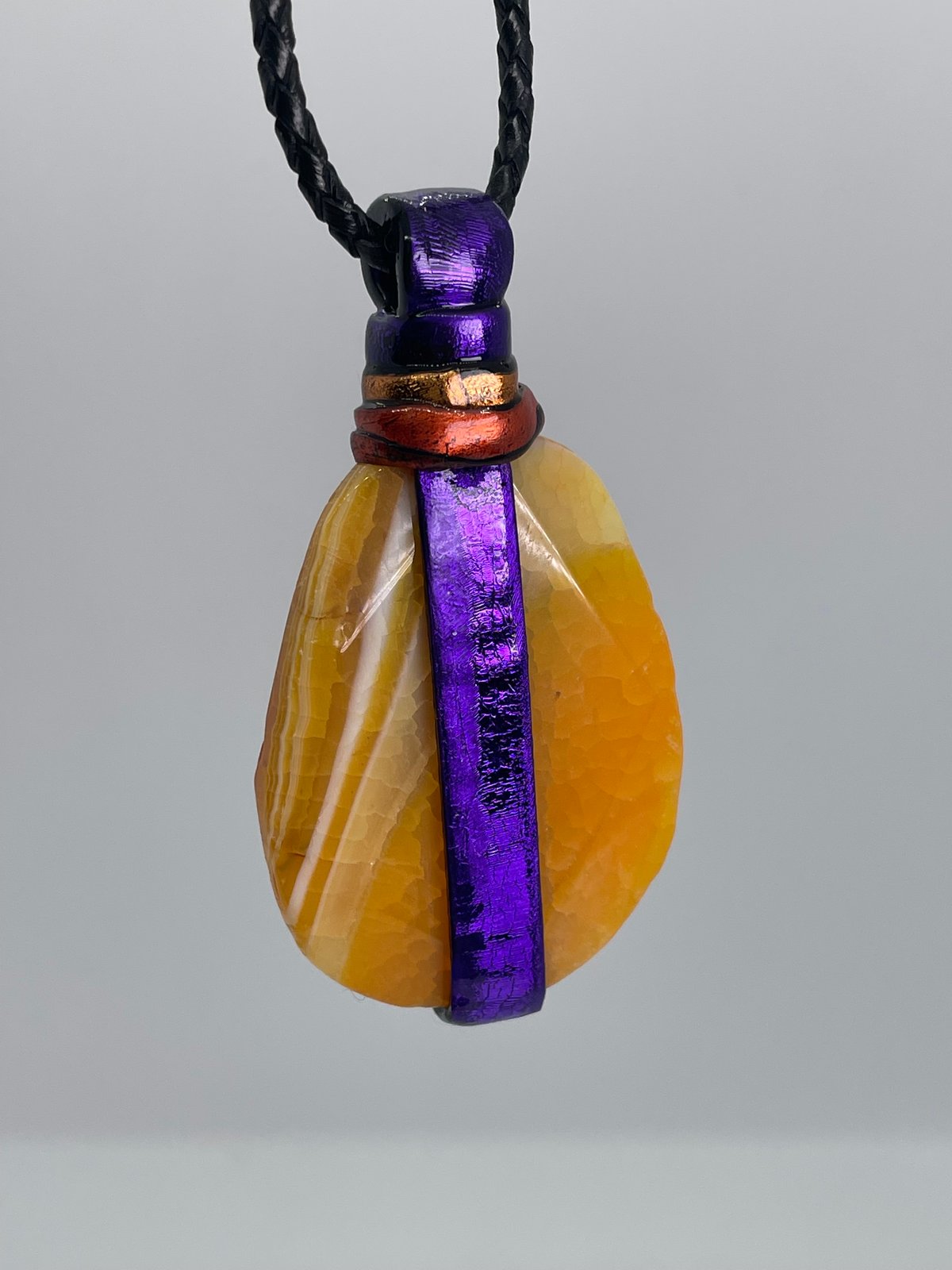 Orange and white mixed stone purple ladybug