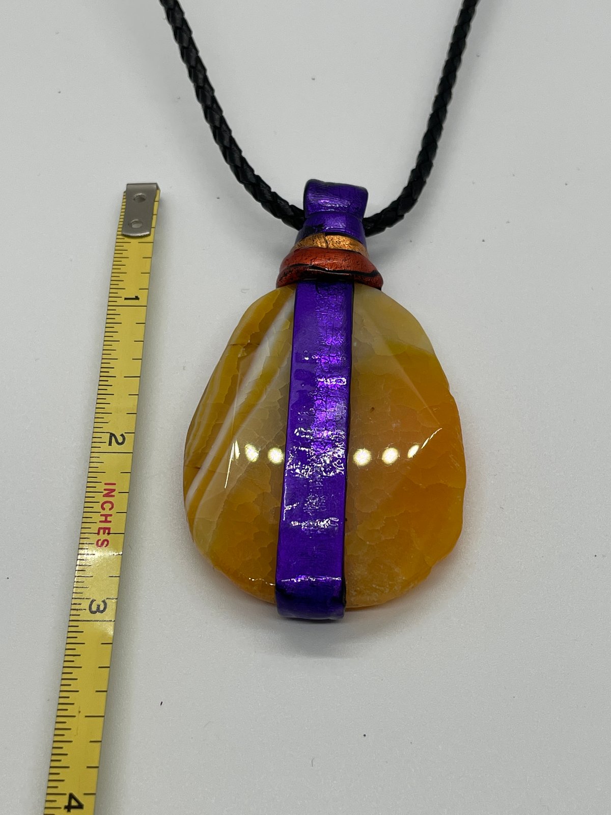 Orange and white mixed stone purple ladybug