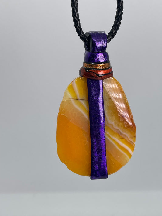 Orange and white mixed stone purple ladybug