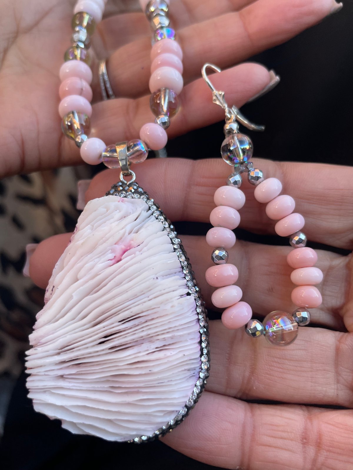 Pale Pink Opal Earrings