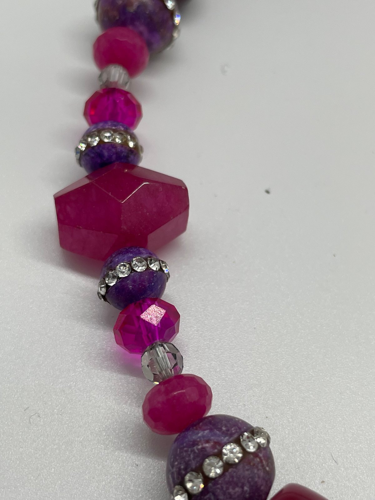 Magenta Moon(dark Pink) Agate Half moon w/Bracelet extension
