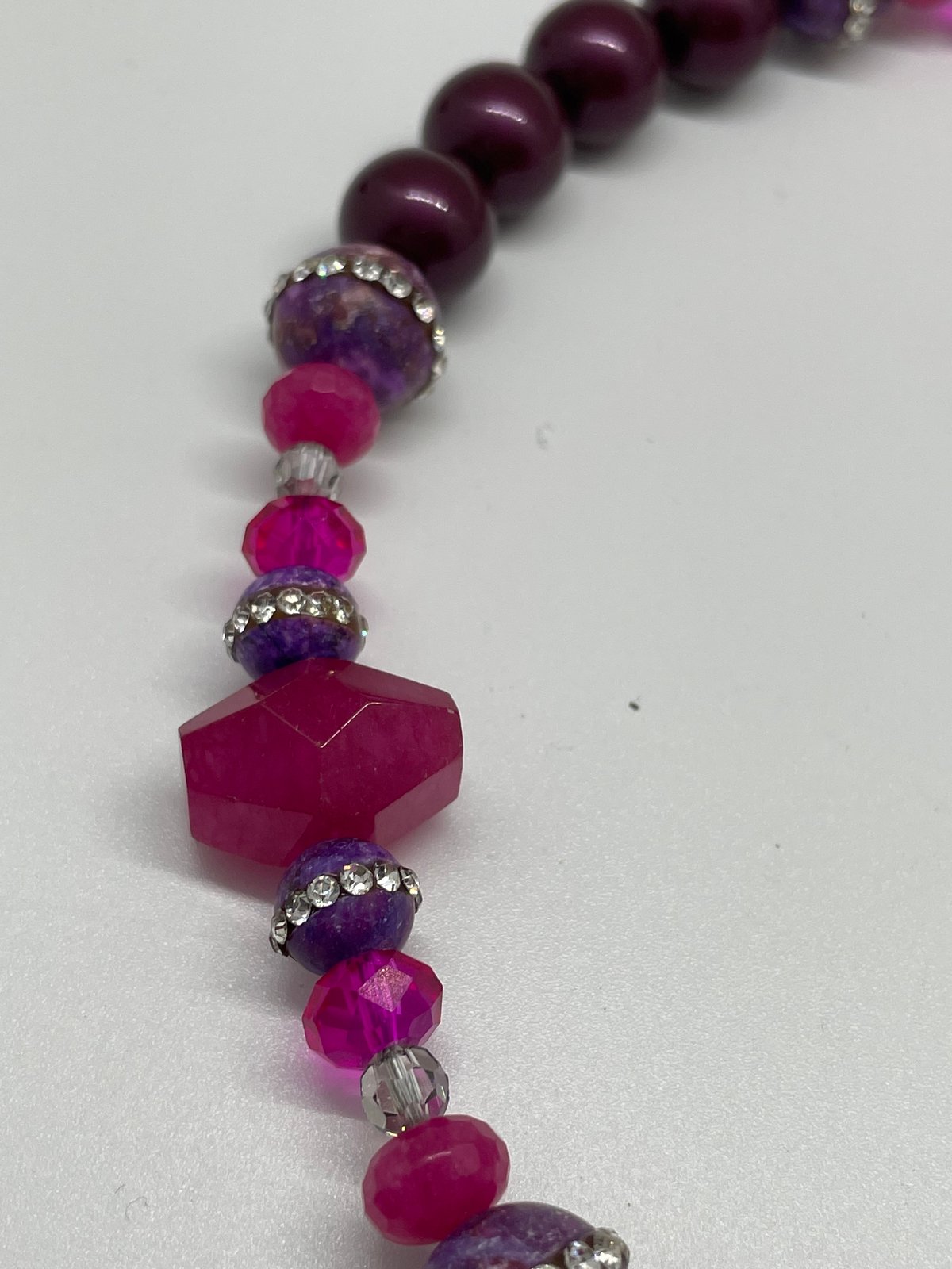 Magenta Moon(dark Pink) Agate Half moon w/Bracelet extension